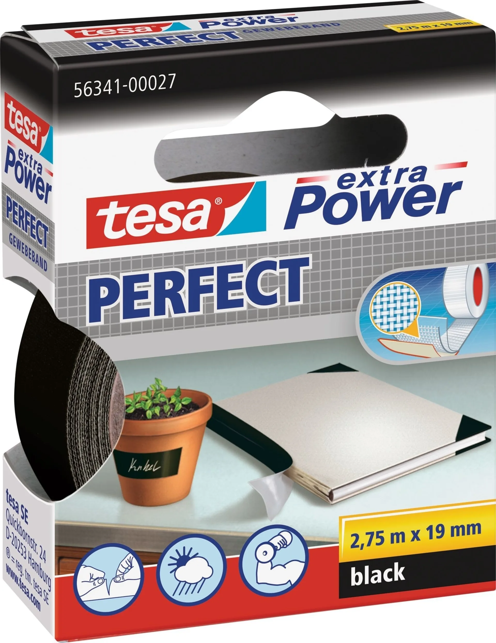 Tesa Extra Power Perfect ruban adhésif tissu 2,75 m S