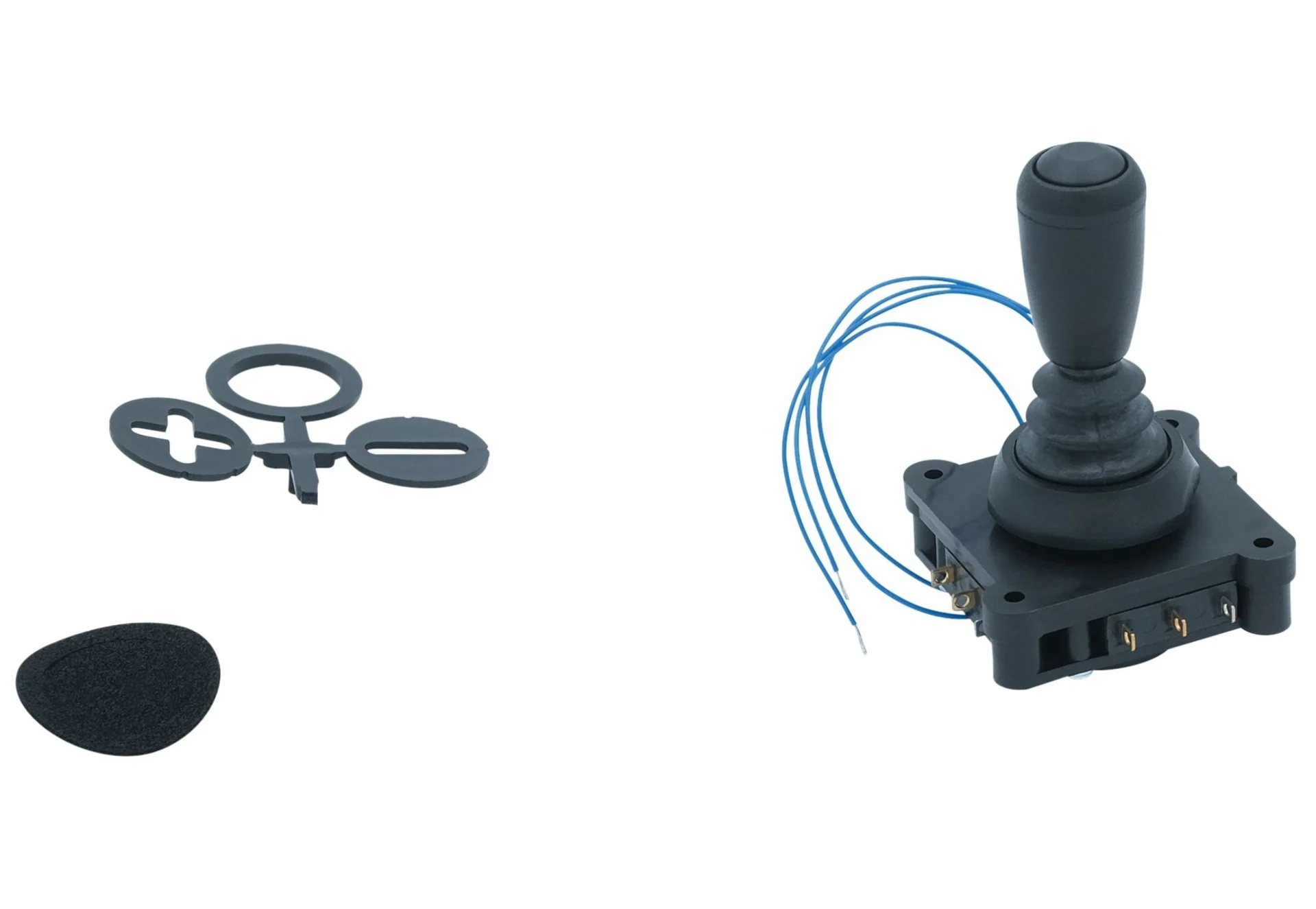 4-Wege Joystick mit Drucktaster 12/24 V 44 x 44 x 78 mm / 4 Richtungen / 1 Taster / Einbau