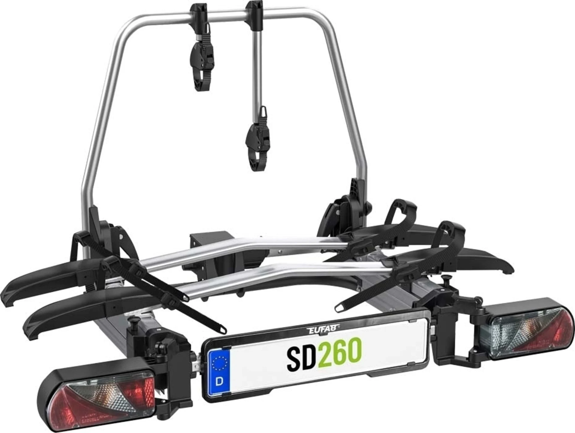 Eufab SD260 Kupplungs-Fahrradträger Silber für Flügeltür Kastenwagen für 2 Fahrräder