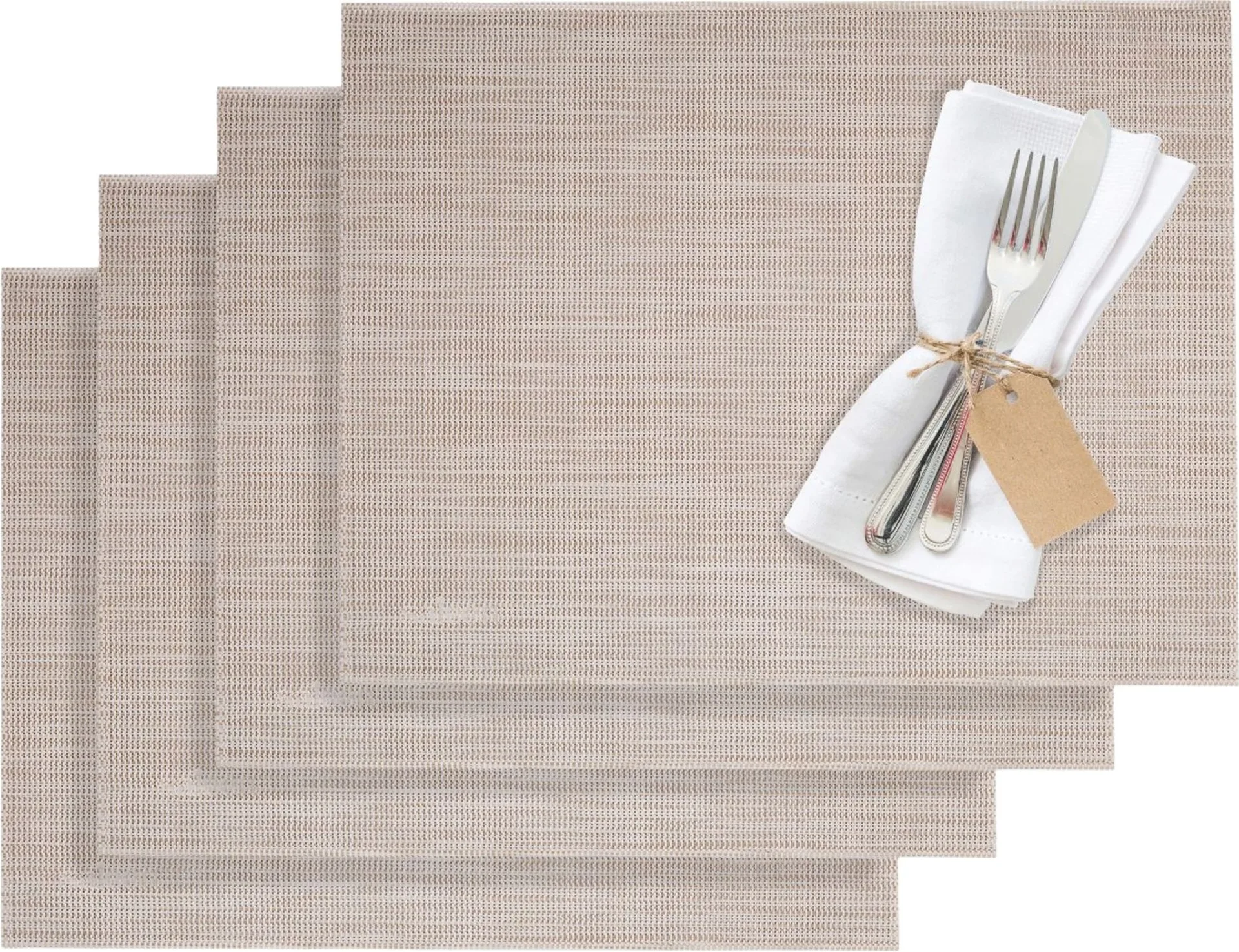 Westmark Uni - Lot de 4 sets de table 42 x 32 cm beige et blanc