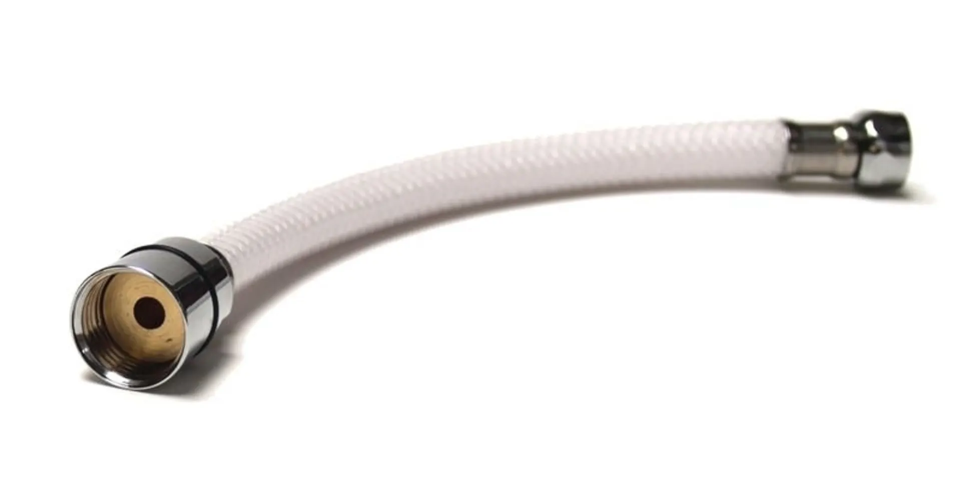 Tuyau de douche blanc de 1.6 m de long, raccords 3/8 pouces et 1/2 pouces
