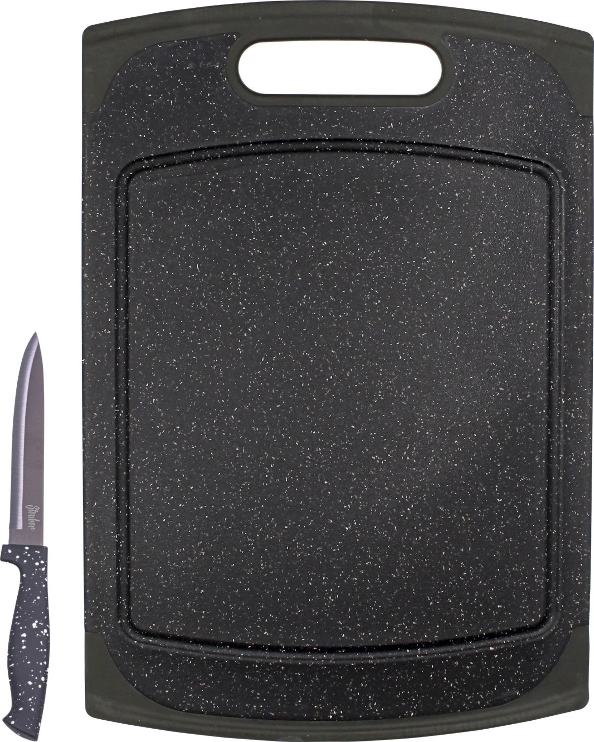 Steuber Schneidebrett Granit Design 36 x 25 cm inkl. Schälmesser 19 cm