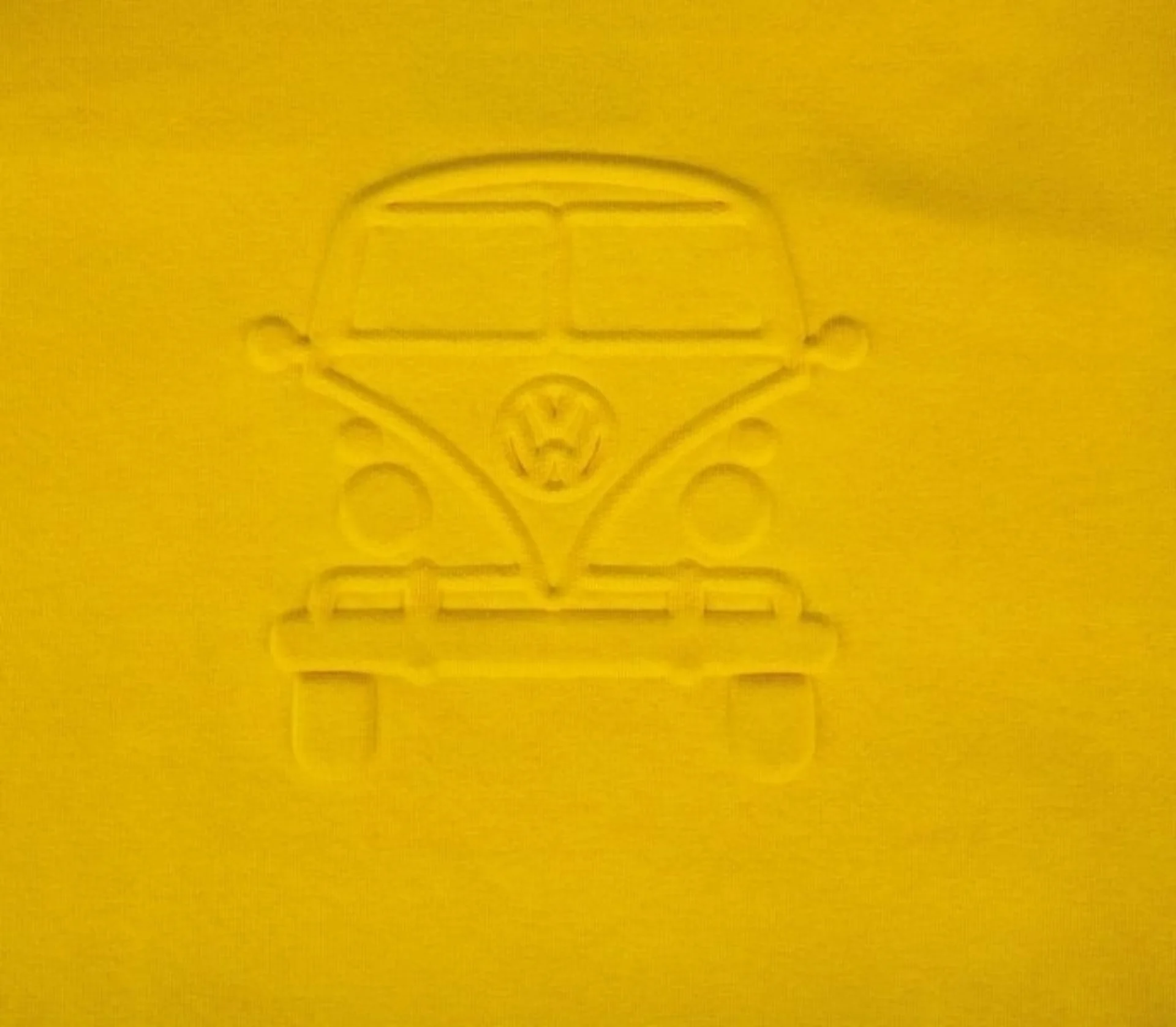 Gelber Kapuzenpullover VW Bulli in XL aus Baumwolle und Polyester