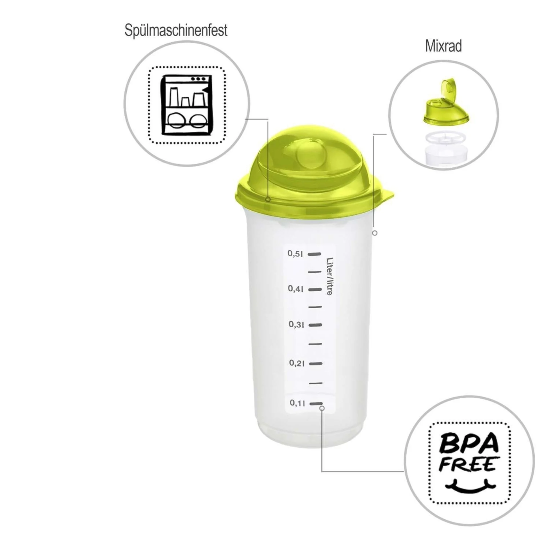 Rotho Shaker Rondo Mixbecher 0,5 Liter limetten
