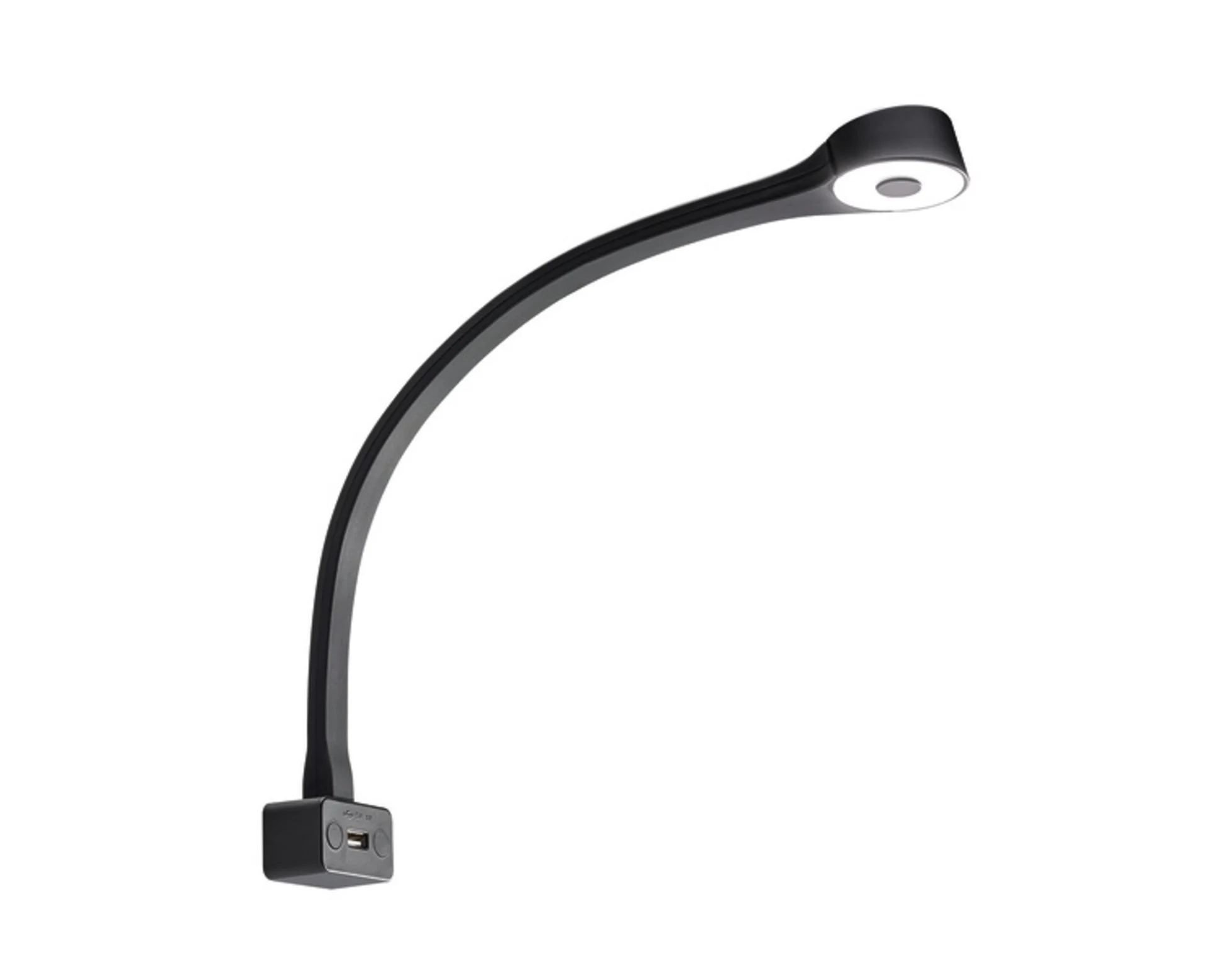 Lampe LED à col de cygne noire, enrobée de silicone