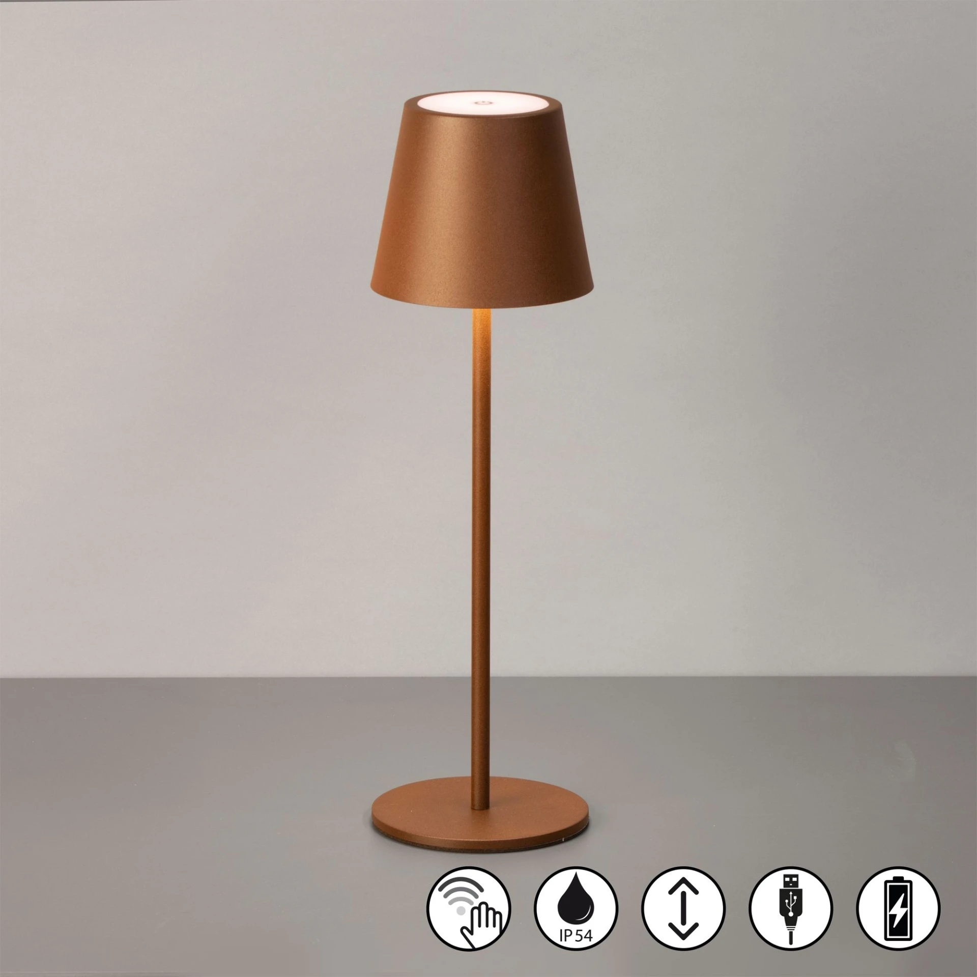 Lampe de table sans fil Easy Viletto, couleur rouille Lampe de table sans fil Easy Viletto, couleur rouille
