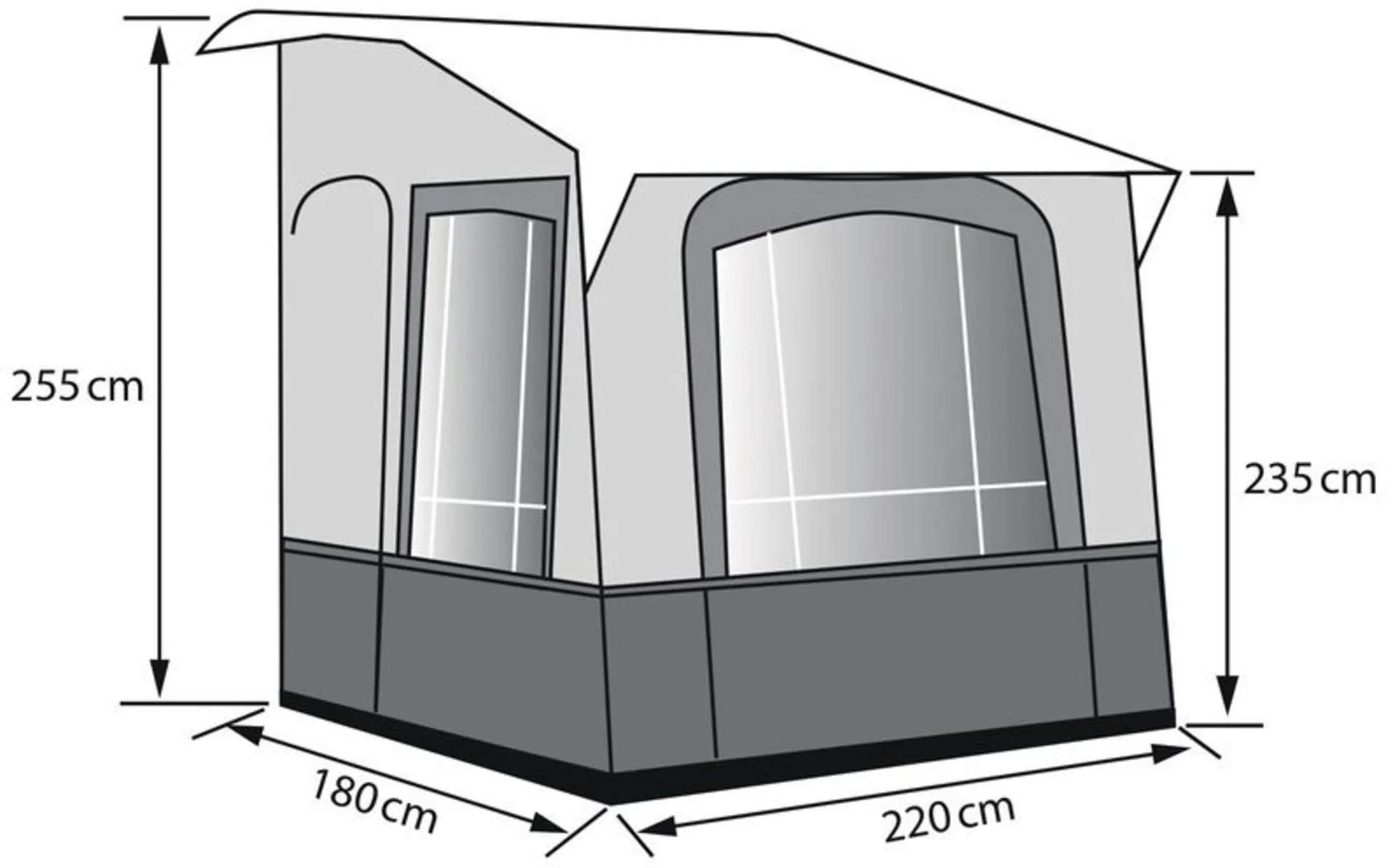Wintervorzelt Cortina 3 für Wohnwagen mit Anbauhöhe von 235-250cm