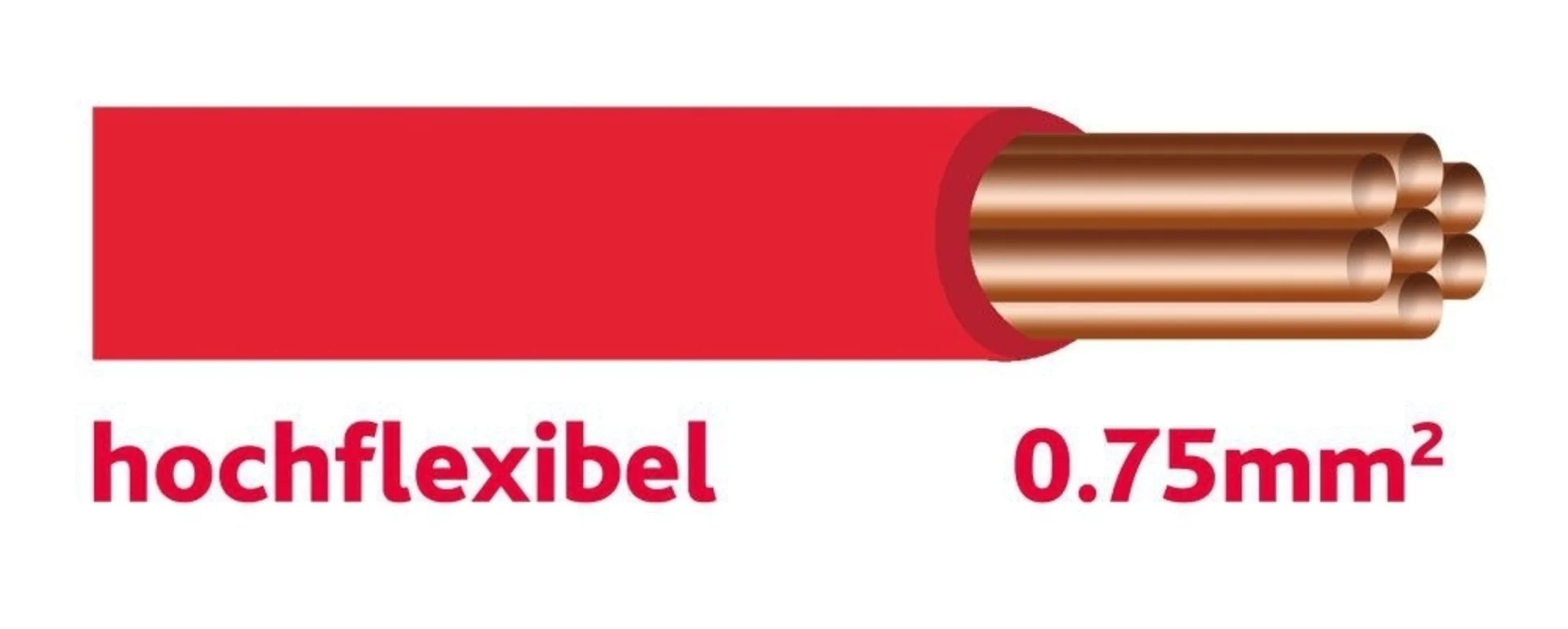 Câble lumineux pour voiture 0,75mm2 rouge HOCHFLEXAYL0,75rtHF