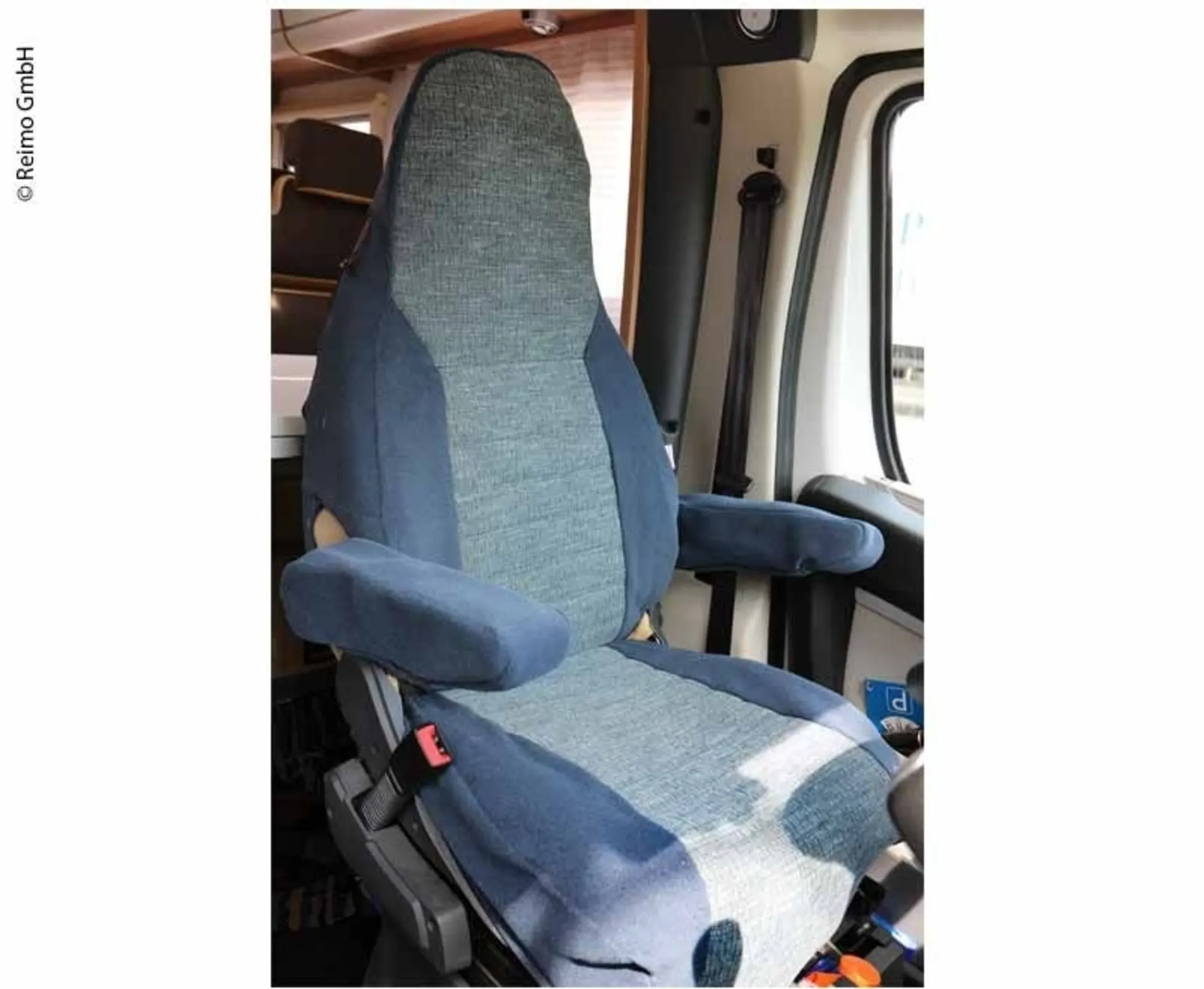 Housse pour siège Aguti avec appuie-tête intégré, côté passager, bleu/gris et gris Housse pour siège Aguti avec appuie-tête intégré, côté passager, bleu/gris et gris