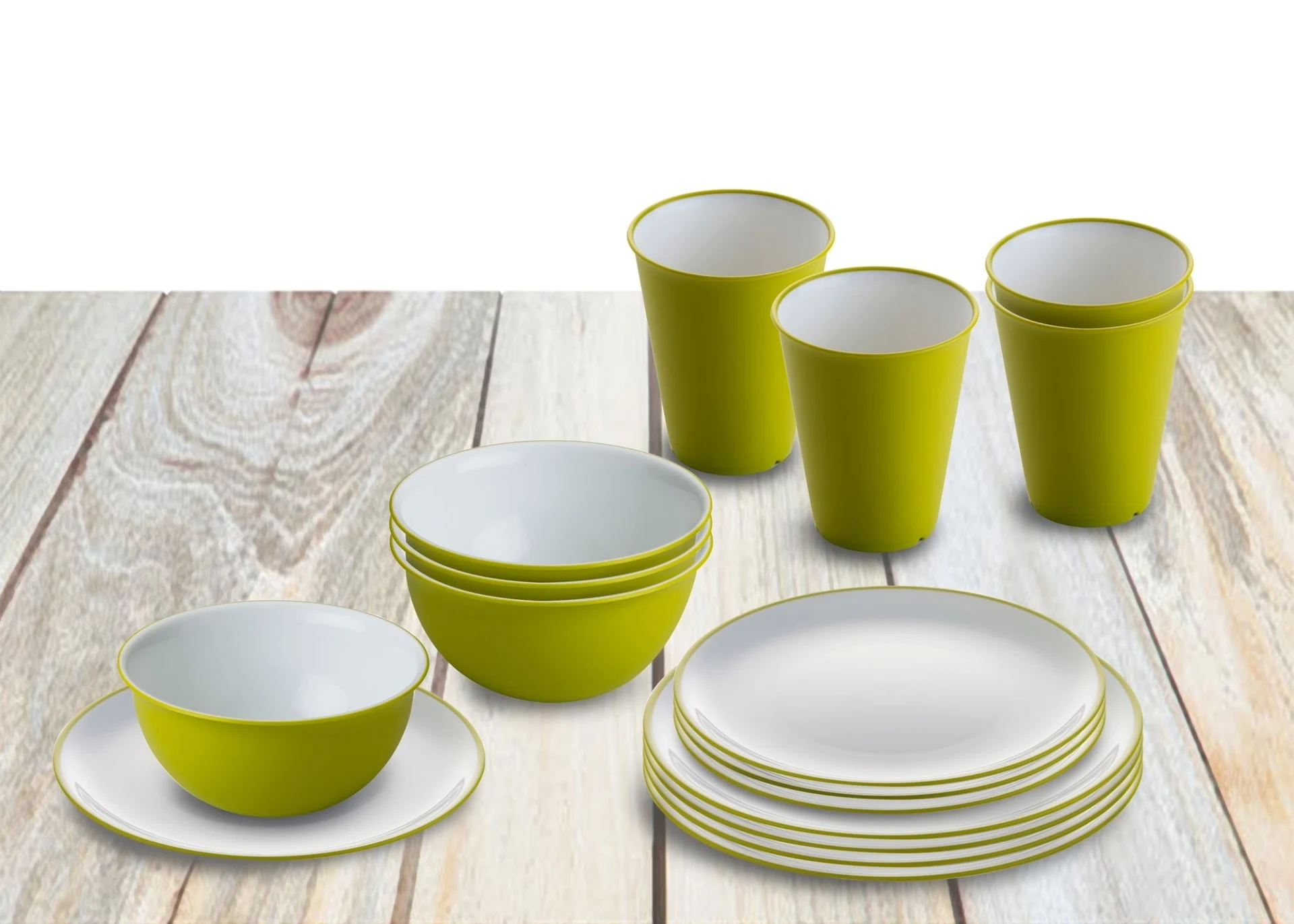 Service de table Omada avec bol à céréales, 16 pièces, vert, pour 4 personnes