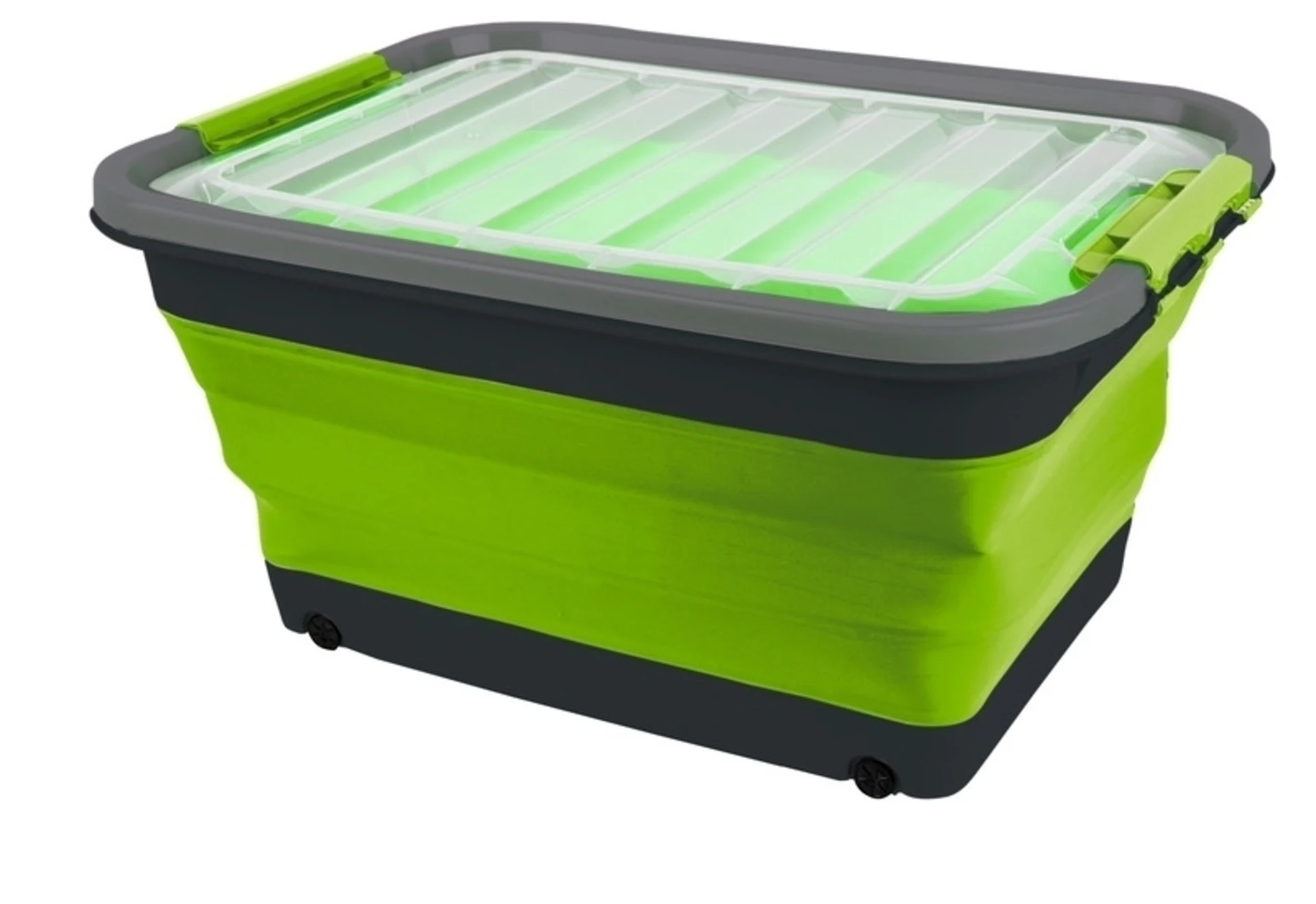 Aufbewahrungsbox 30l faltbar mit Deckel u.Rollen, 54,5 x 39,7 x 9,6 / 27,5cm Aufbewahrungsbox 30l faltbar mit Deckel u.Rollen, 54,5 x 39,7 x 9,6 / 27,5cm