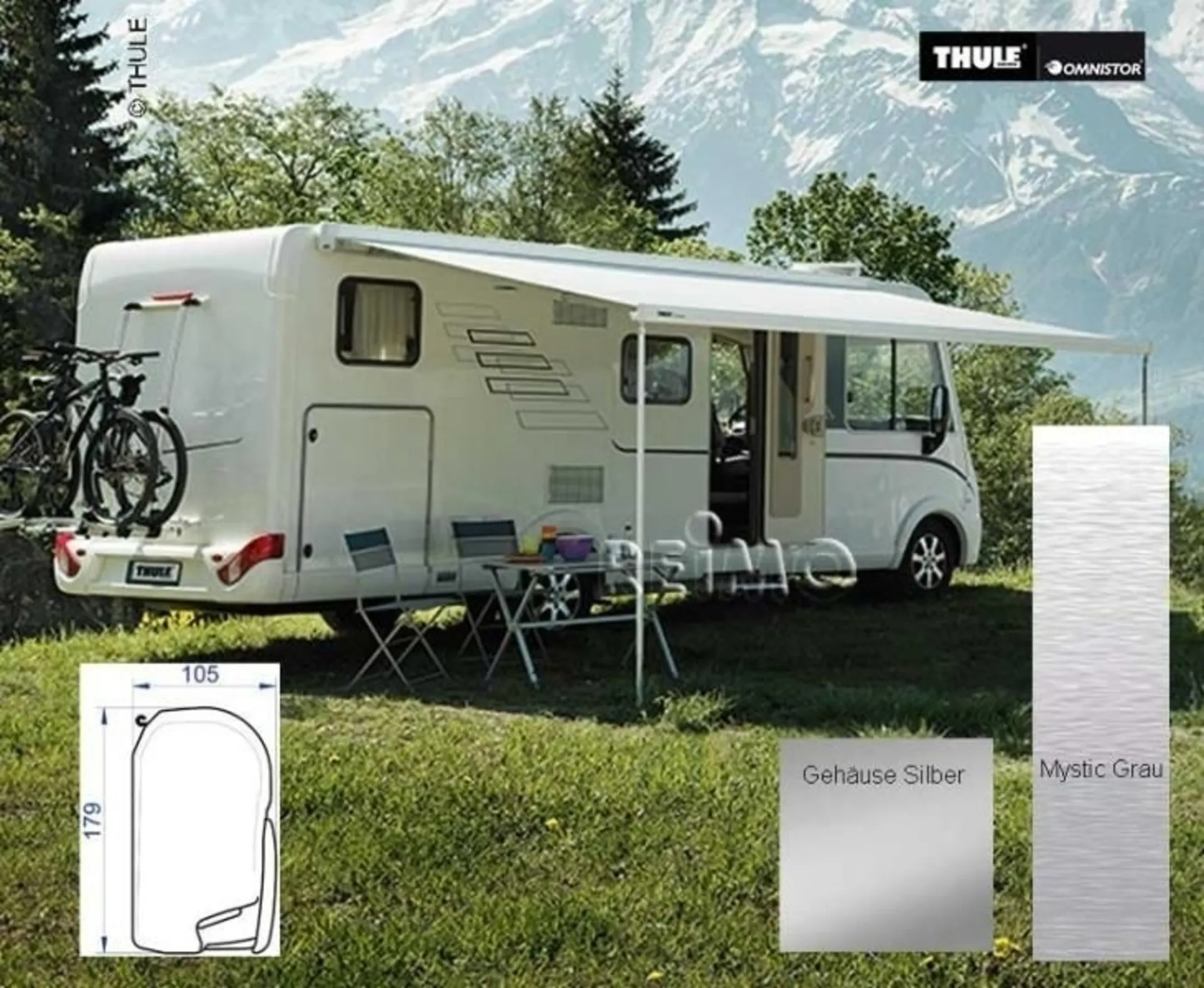 Thule Markise Omnistor 8000 4m Mystic Grau Gehäus