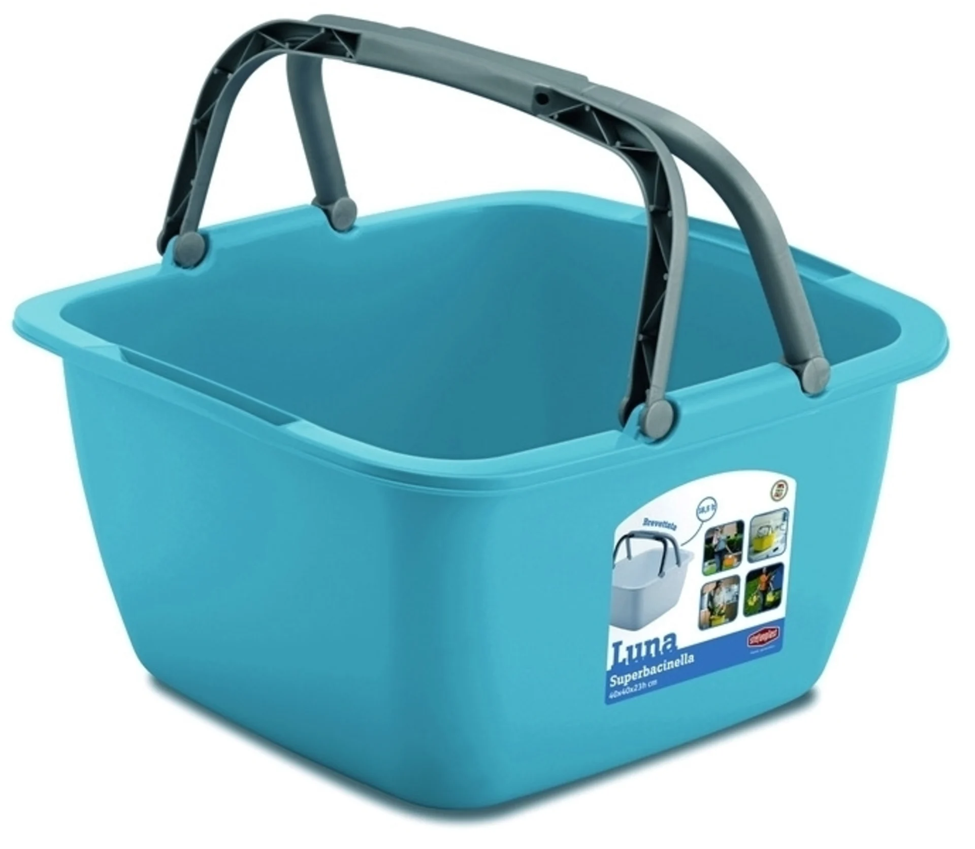 Eimer 18,5 Liter, 40x40x23cm. Farblich sortiert: weiß, türkis, lime green Eimer 18,5 Liter, 40x40x23cm. Farblich sortiert: weiß, türkis, lime green