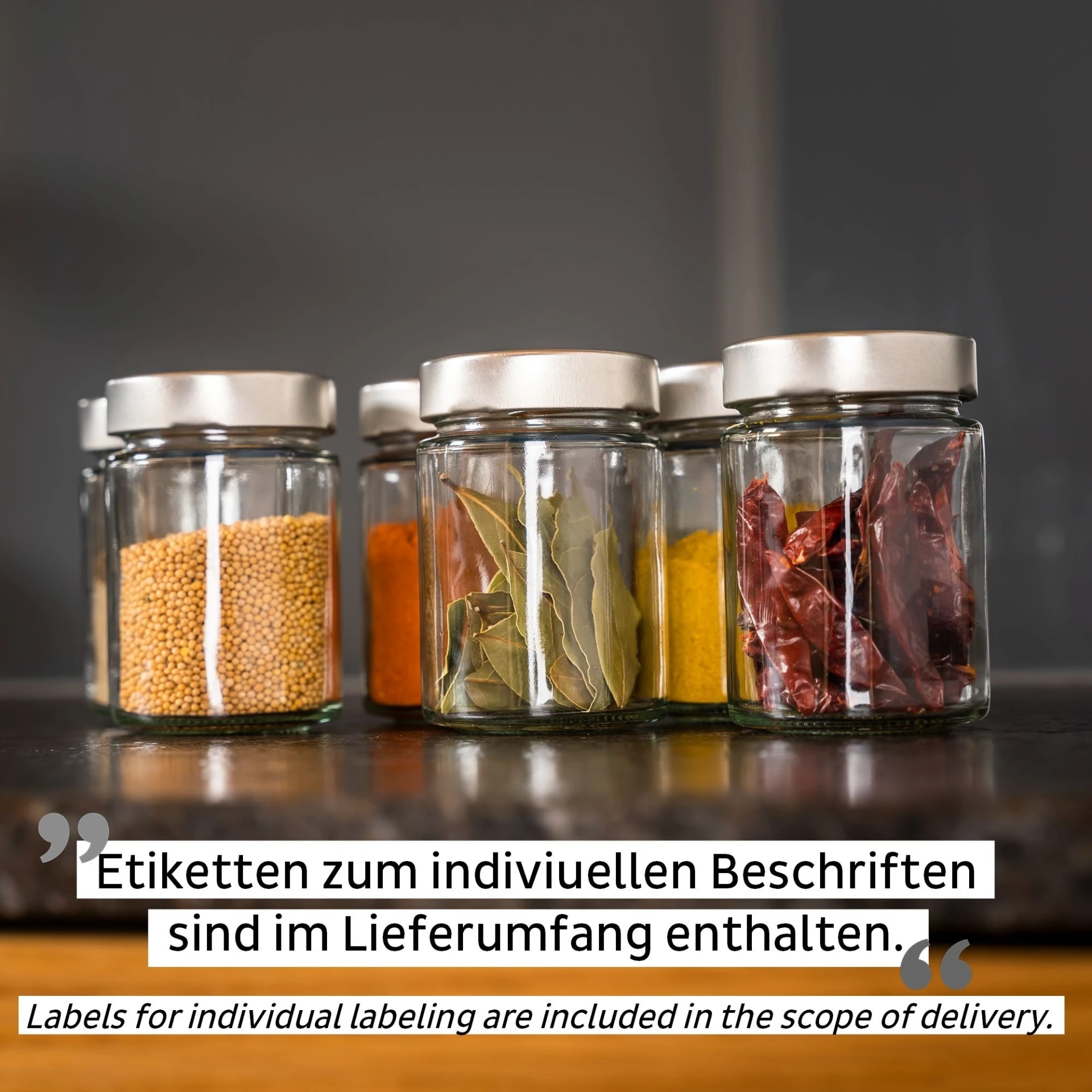 silwy® Feinkost-Magnetgläser 3er-Set Black Classy inkl. Metallleiste (192 ml)