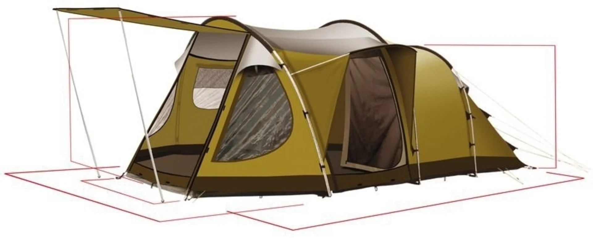Tente de camping Dakota Z5 Deluxe - Tente familiale 4 personnes avec 2 cabines de couchage et tapis de sol