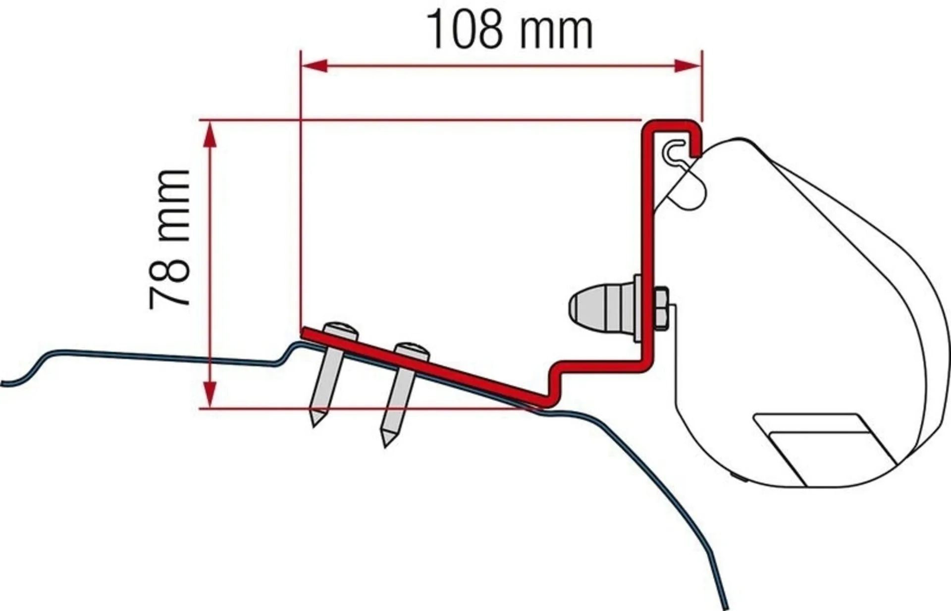 Markisen-Adapter für F35 Pro Dreamer für Cap Coast (L1), Cap Land/ Life (L2) und Ford Transit Custom