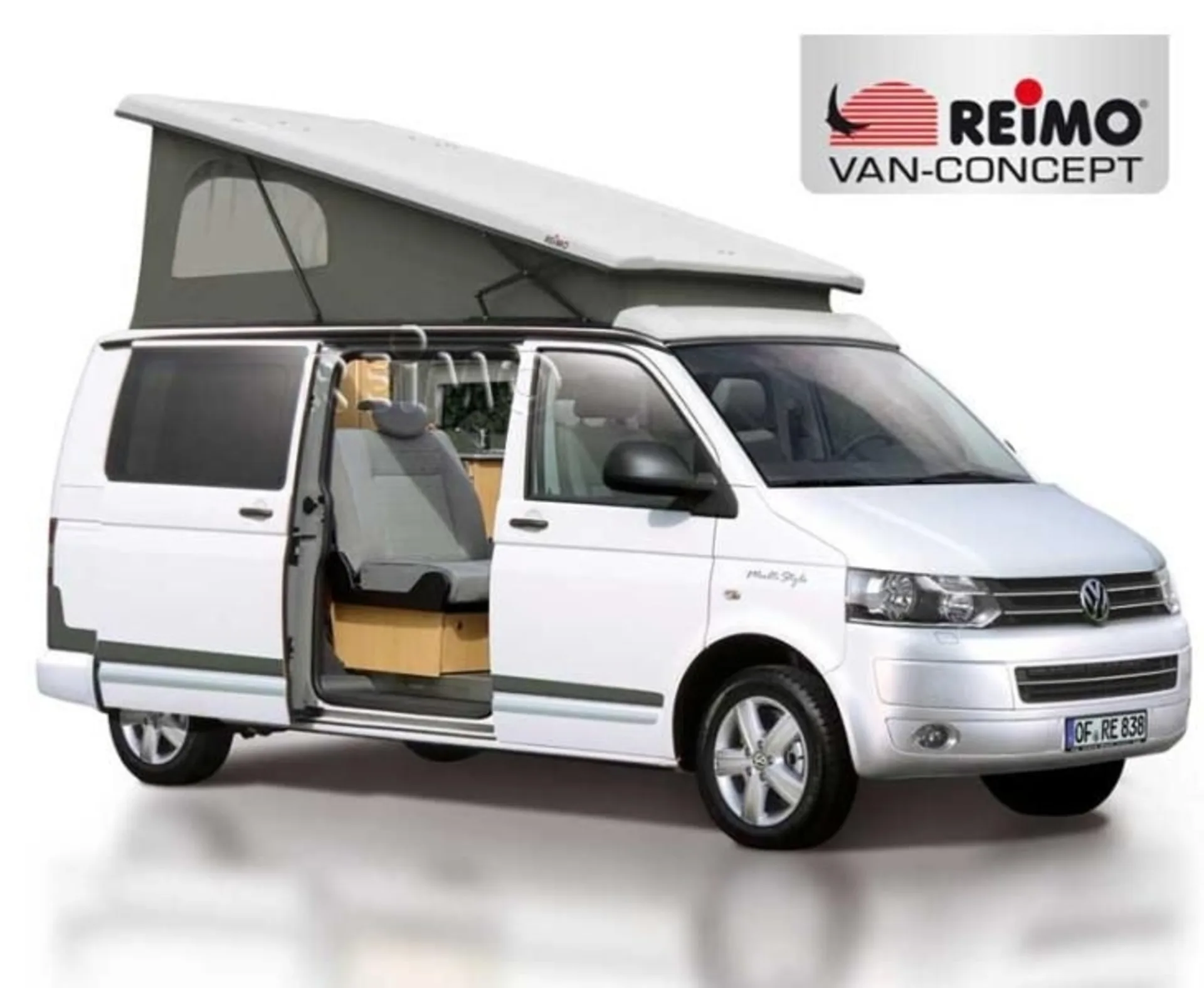Schlafdach für VW T5/T6/T6.1 Transporter mit Gurtverschluss und langer Radstand - hinten hoch