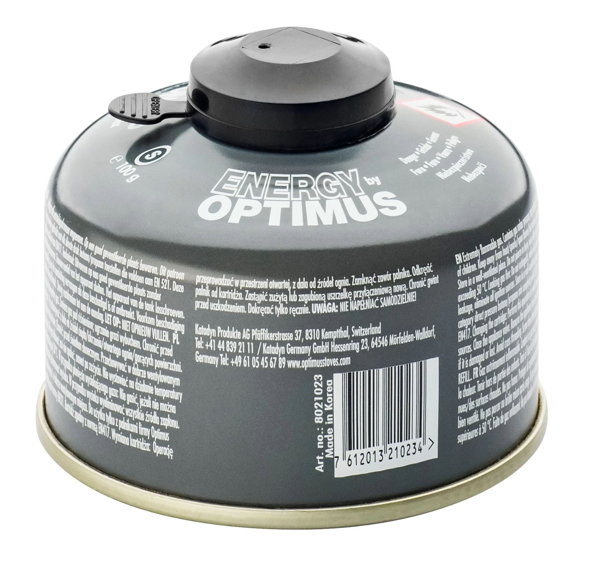 Cartouche de gaz Optimus 4-Season avec filetage et capuchon de protection, 100 g
