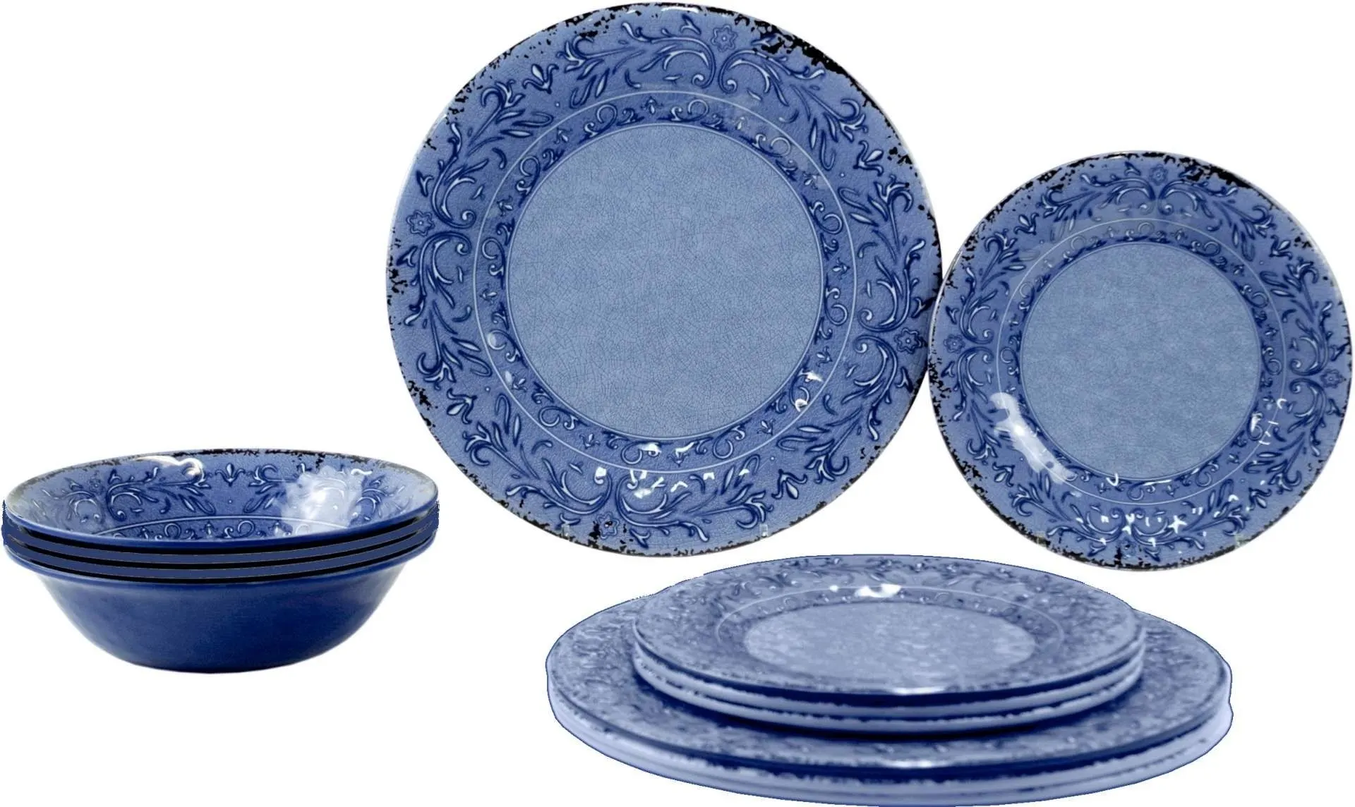 Gimex Stone Line Set de vaisselle en mélamine 12 pcs. azur