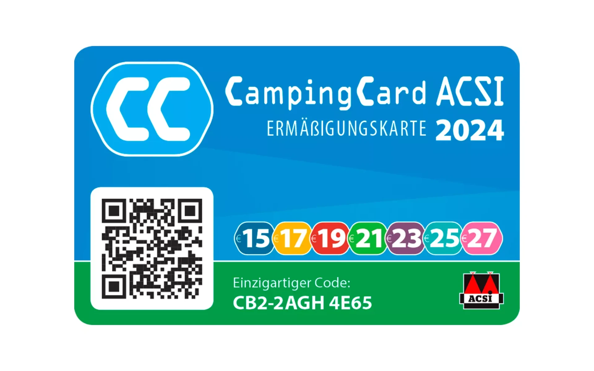ACSI CampingCard 2024 Campingführer mit Ermäßigungskarte deutsche Ausgabe