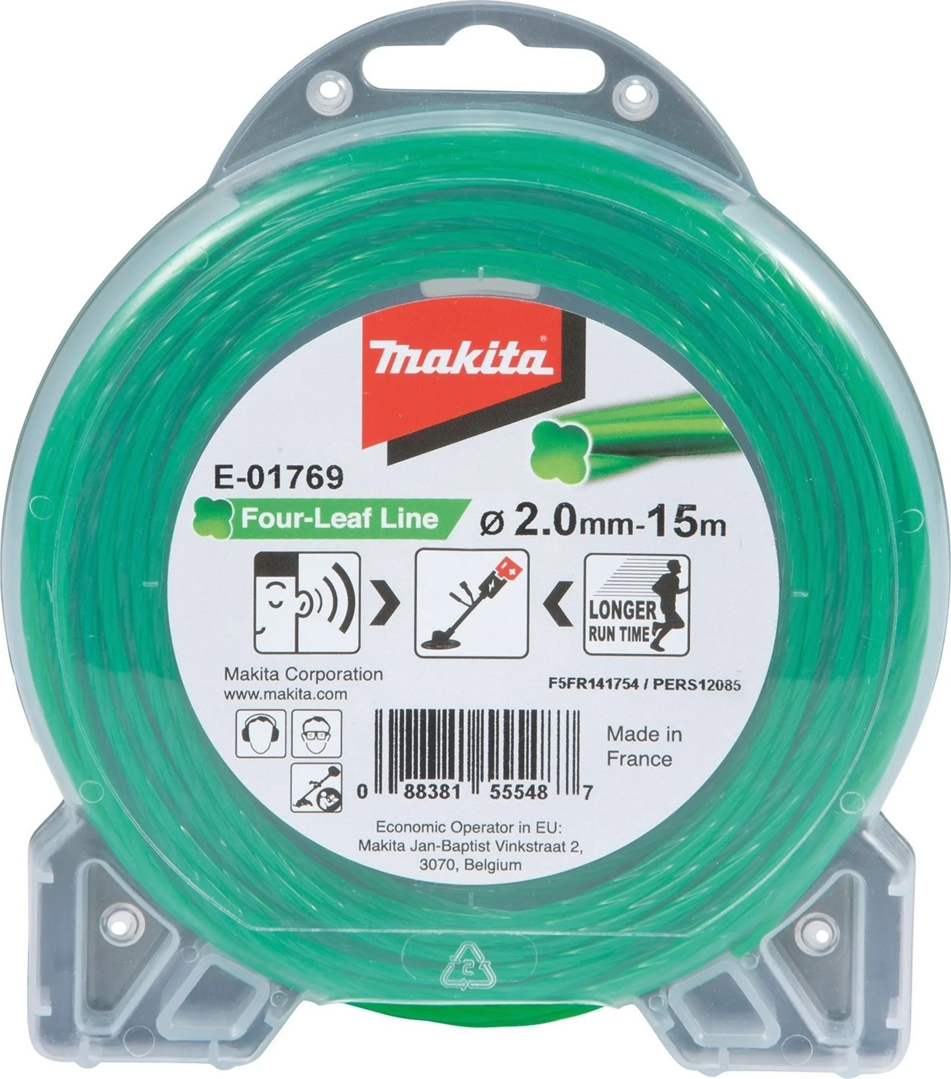 Makita E-01769 Fil de coupe Four Leaf pour coupe-herbes 2,0 mm x 15 m