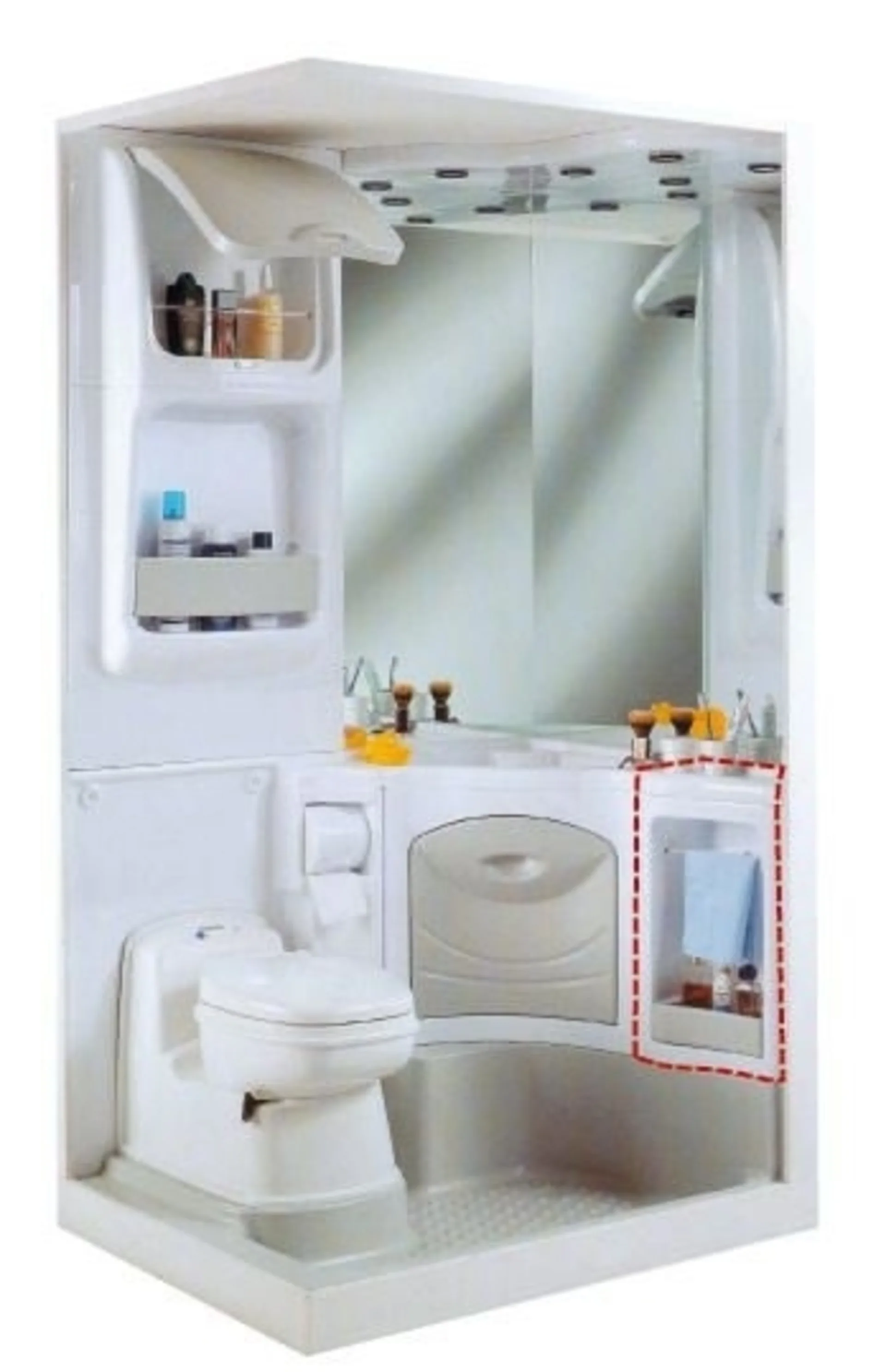 Armoire latérale 2000 en blanc/gris pour les sanitaires