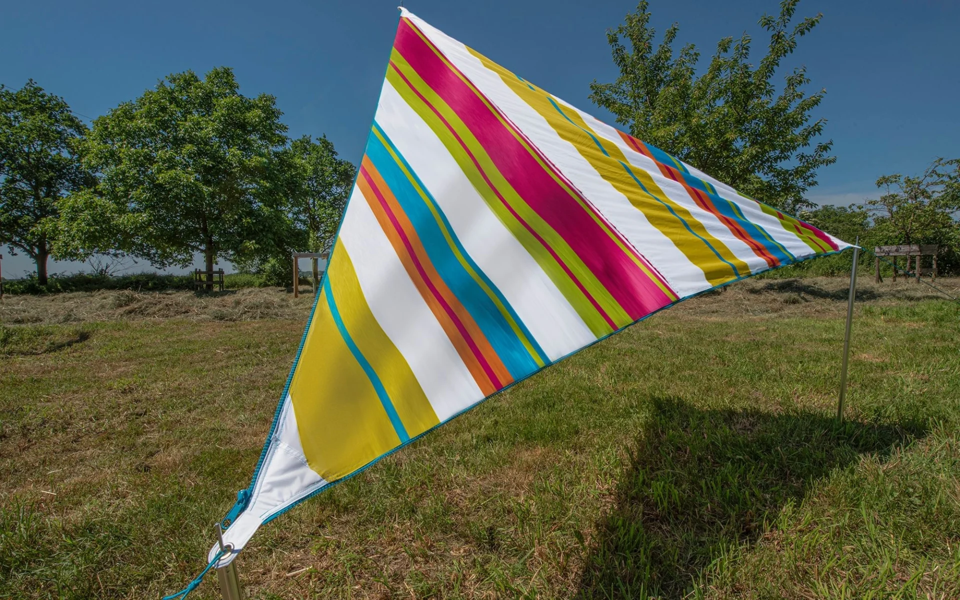 Bent Sonnensegel Zip-Canvas Karibik Design Weiß gestreift