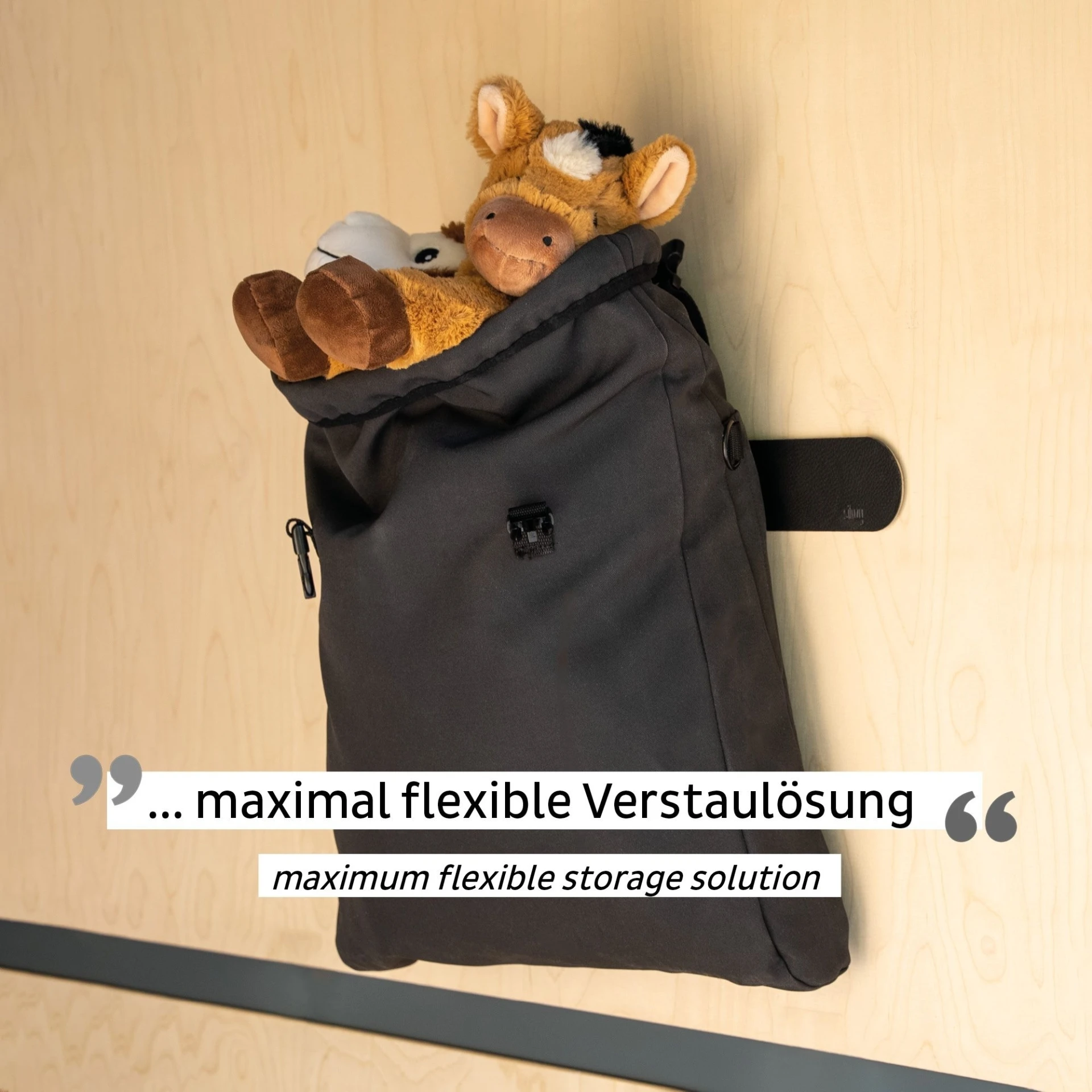 silwy® Sac magnétique "L" avec barre métallique 50 cm BLACK - tient jusqu'à 5 kg
