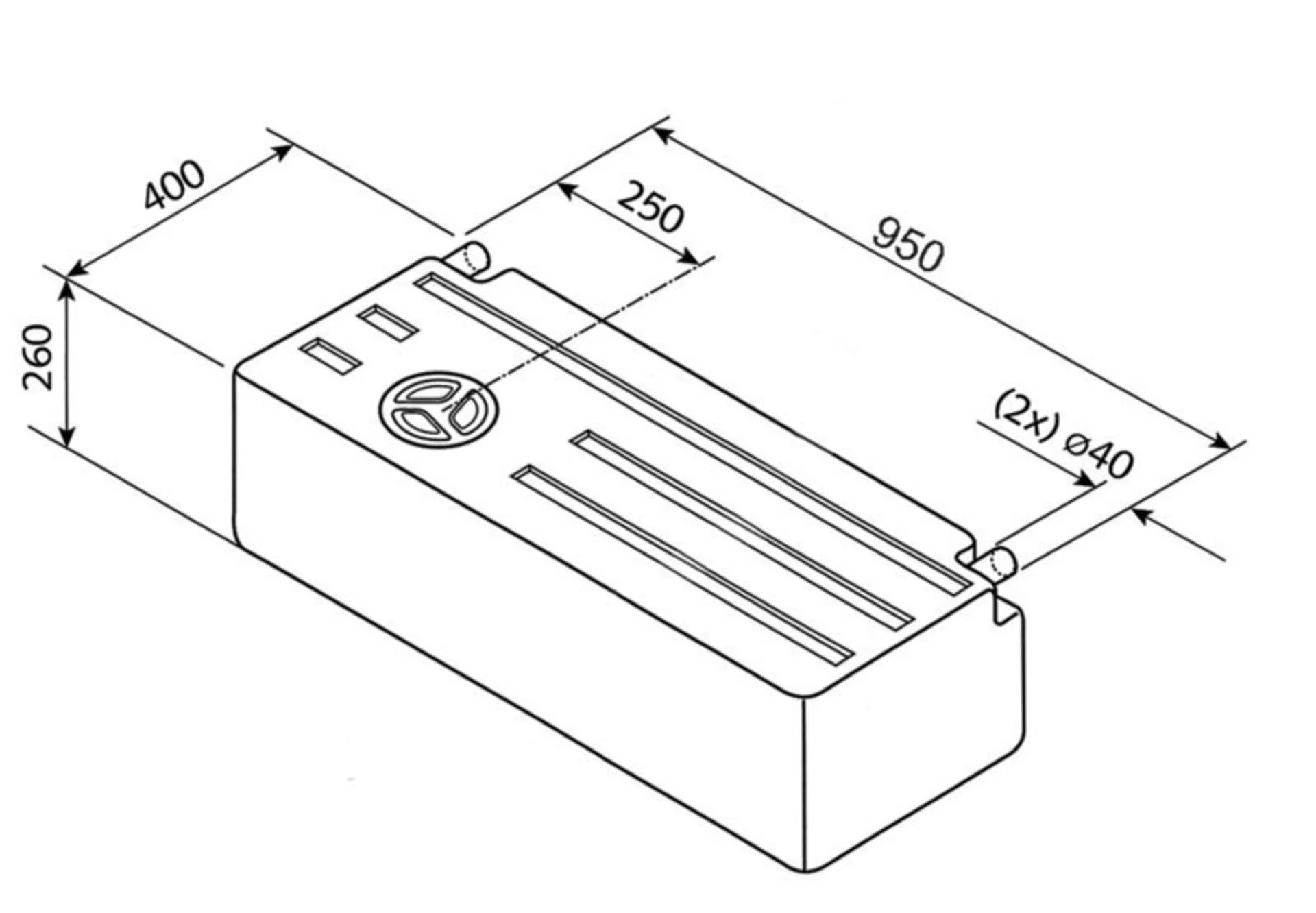 Réservoir d'eau fraîche et d'eaux usées Universal EV1802 de 89 litres