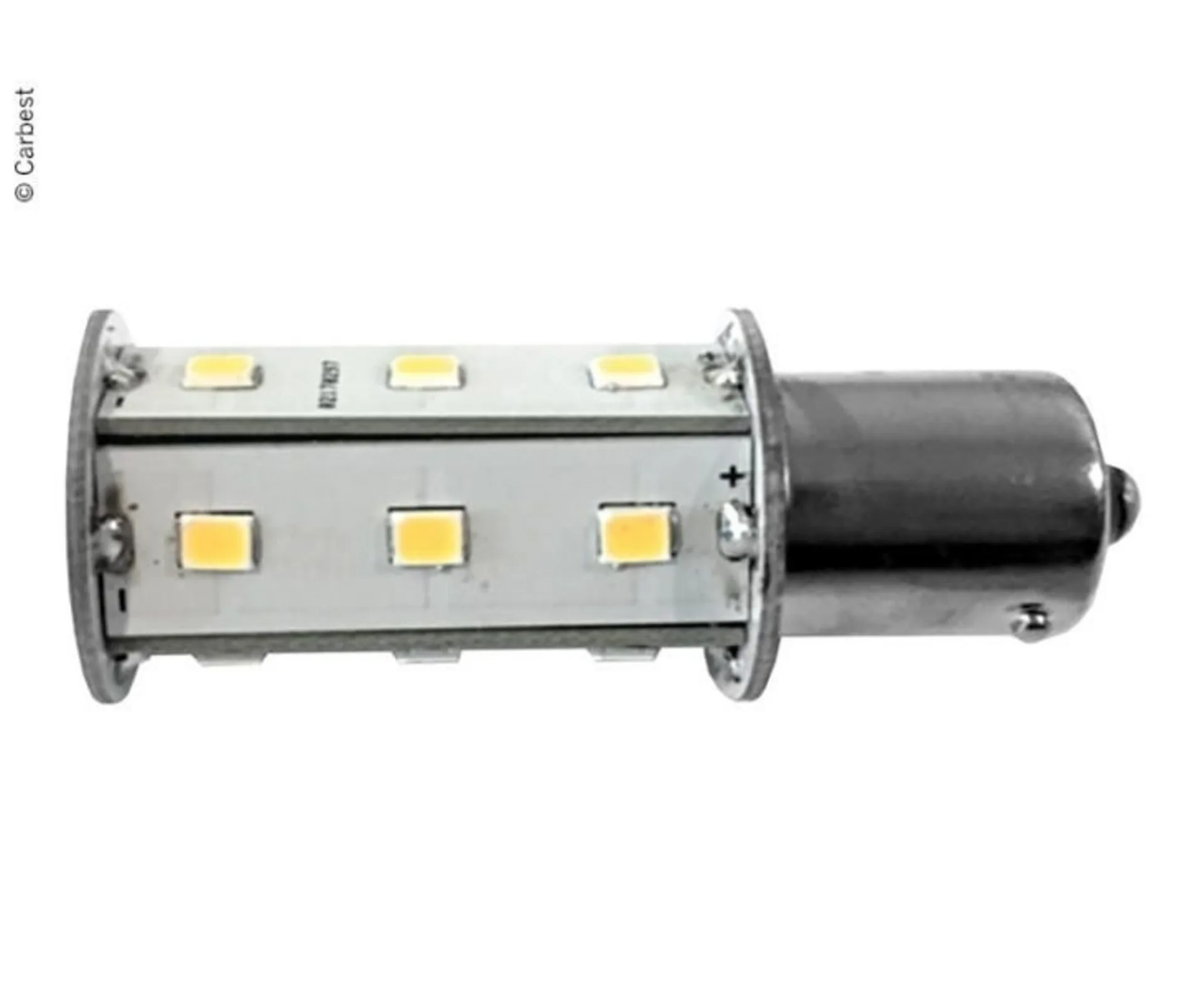 LED BA15S, 2,5W, 220 lumens, 18 SMD blanc chaud
