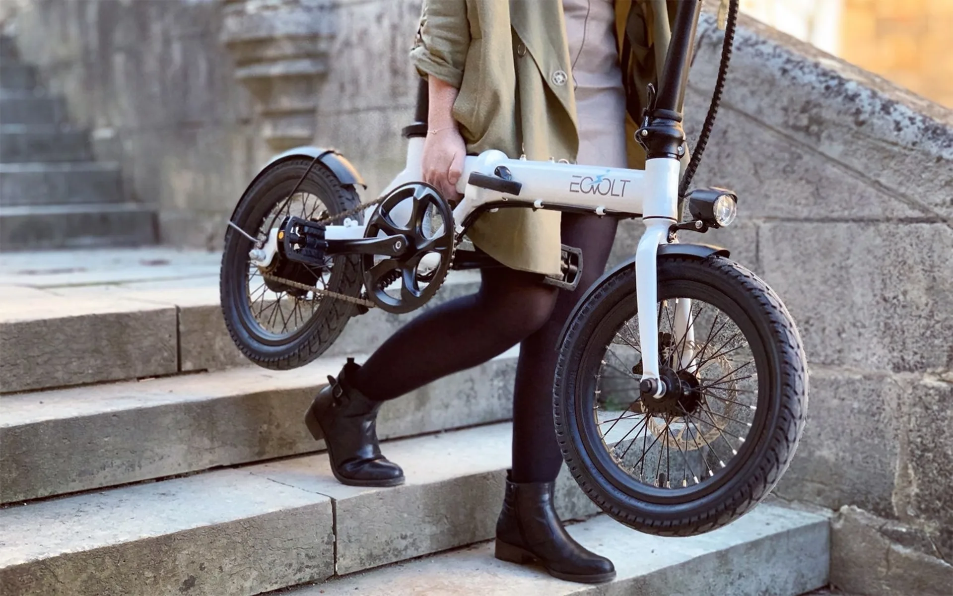 Eovolt City blanc perle Vélo électrique pliable