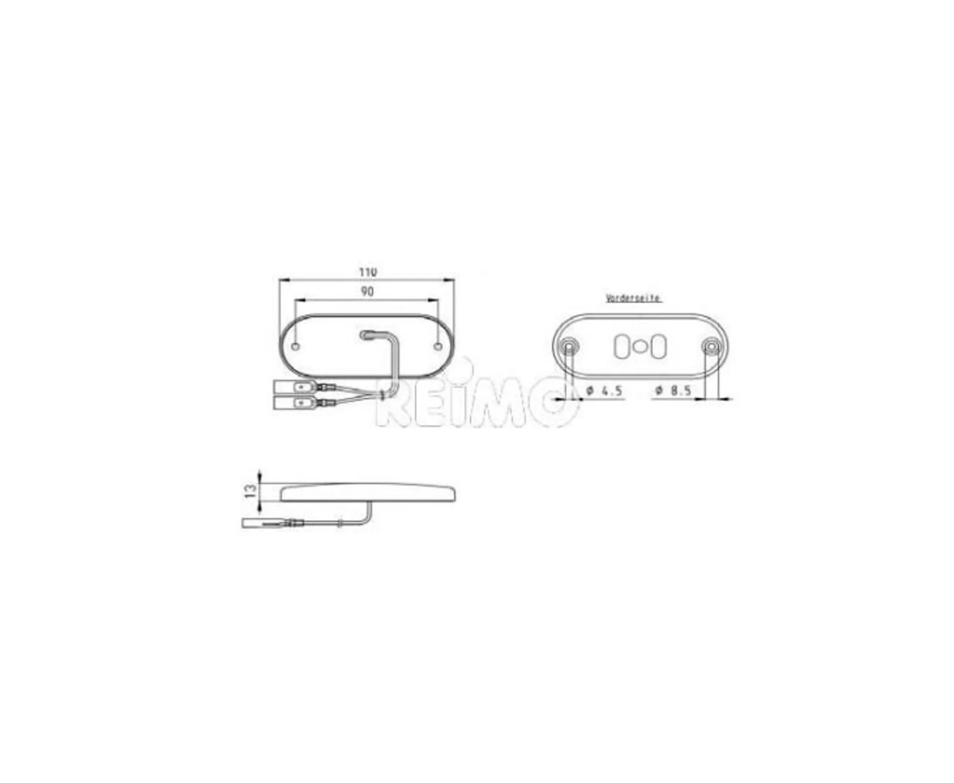 LED Blink-Brems-Schlussleuchte 12V, 4+3+1W IP67 mit 500 mm Kabel