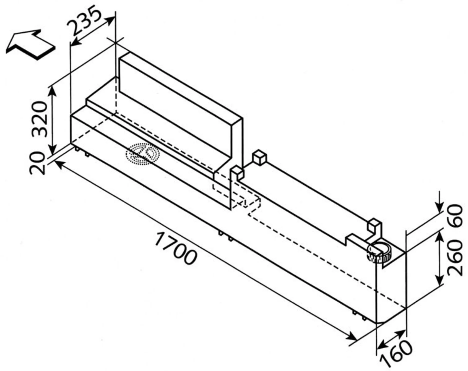 Réservoir d'eau complet pour MB Sprinter et VW LT à partir de l'année de construction 1997, capacité de 54 litres, côté gauche avec couvercle