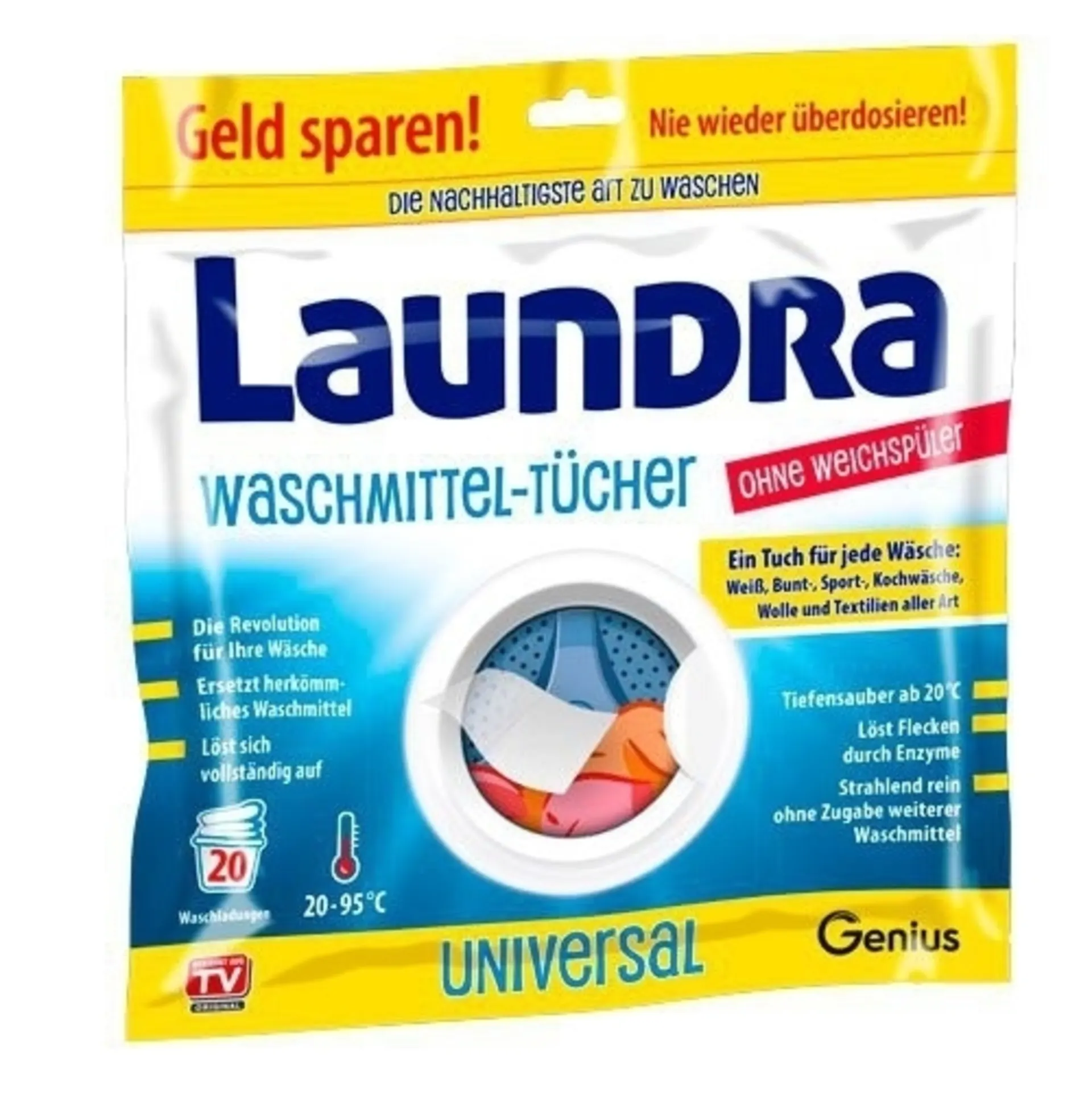 Genius Laundra Waschmitteltücher ohne Weichspüler
