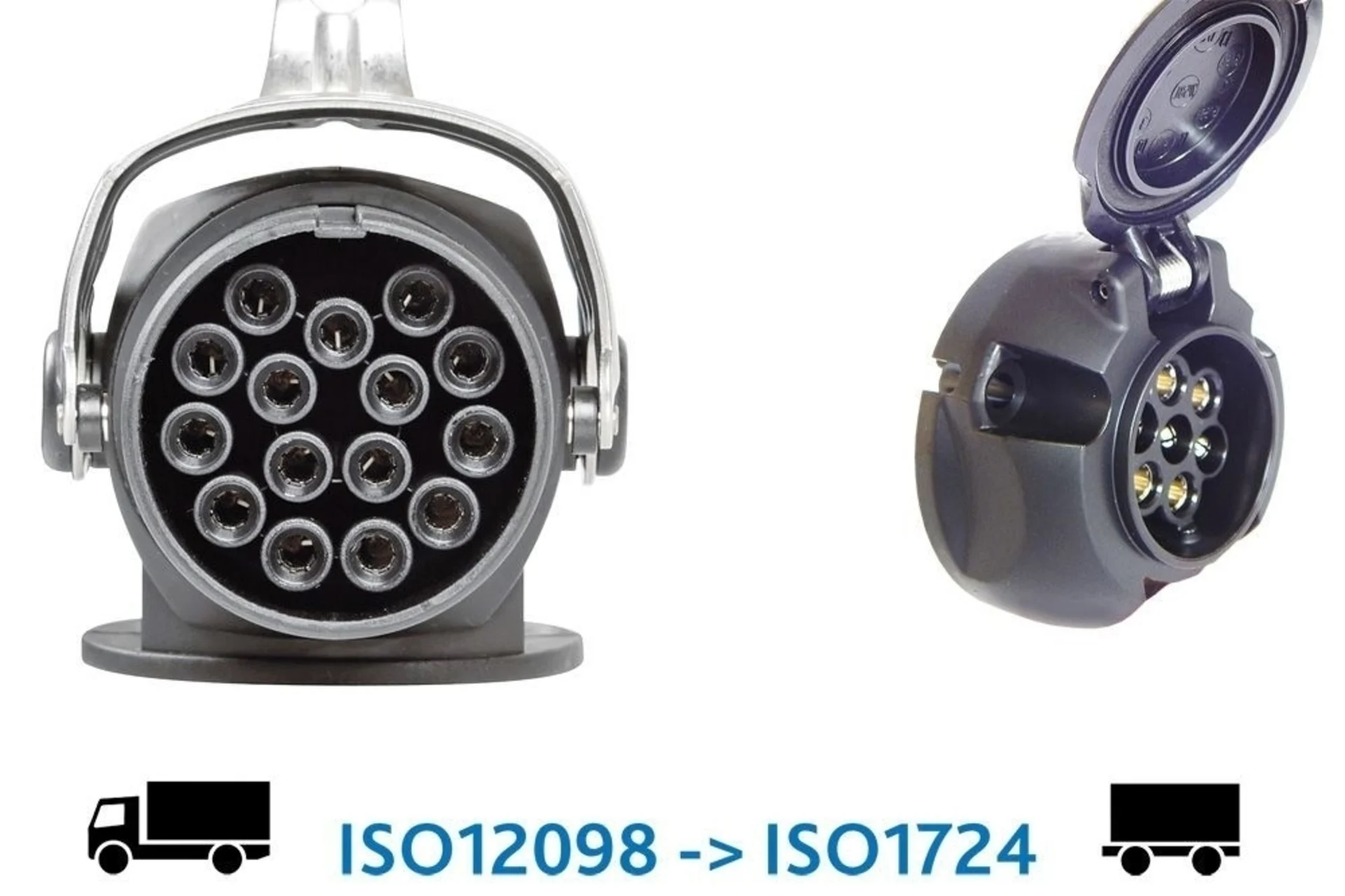 Adapter 15- auf 7-pol. für LKWs von 15-pol. auf 7-pol. CH, nur 115 mm lang!