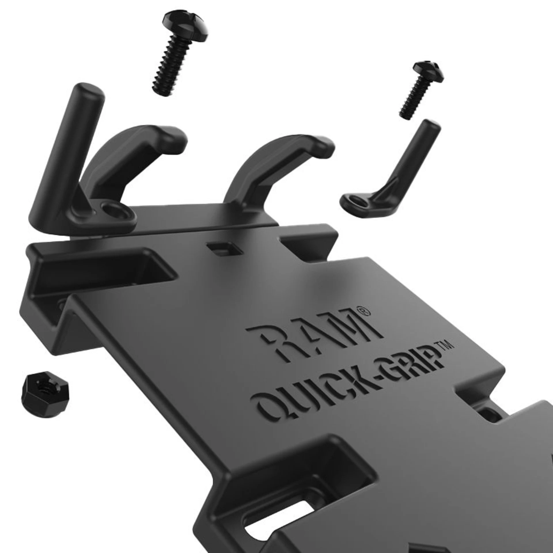 Support universel RAM Mounts Quick-Grip™ XL pour grands smartphones, avec plaque de base Diamond (trapézoïdale) et rotule B de 1 pouce Support universel RAM Mounts Quick-Grip™ XL pour grands smartphones, avec plaque de base Diamond (trapézoïdale) et rotule B de 1 pouce