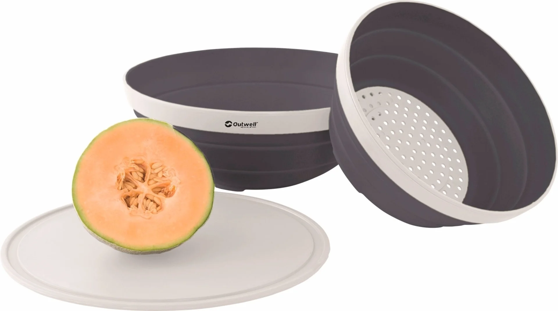 Outwell Collaps Bowl Colander Set Schüssel mit Sieb und Deckel Set 3 teilig 3,5 Liter