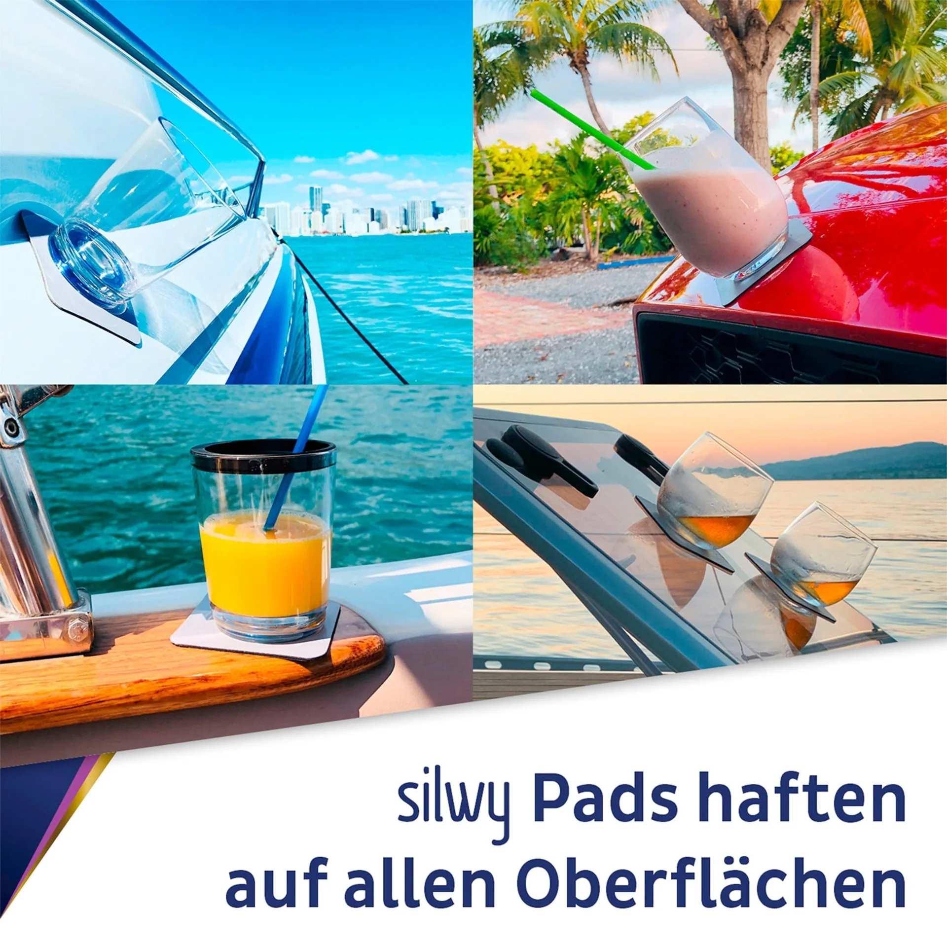 Silwy Wein-Magnet-Kristallgläser mit Untersetzer 2er-Set 250 ml