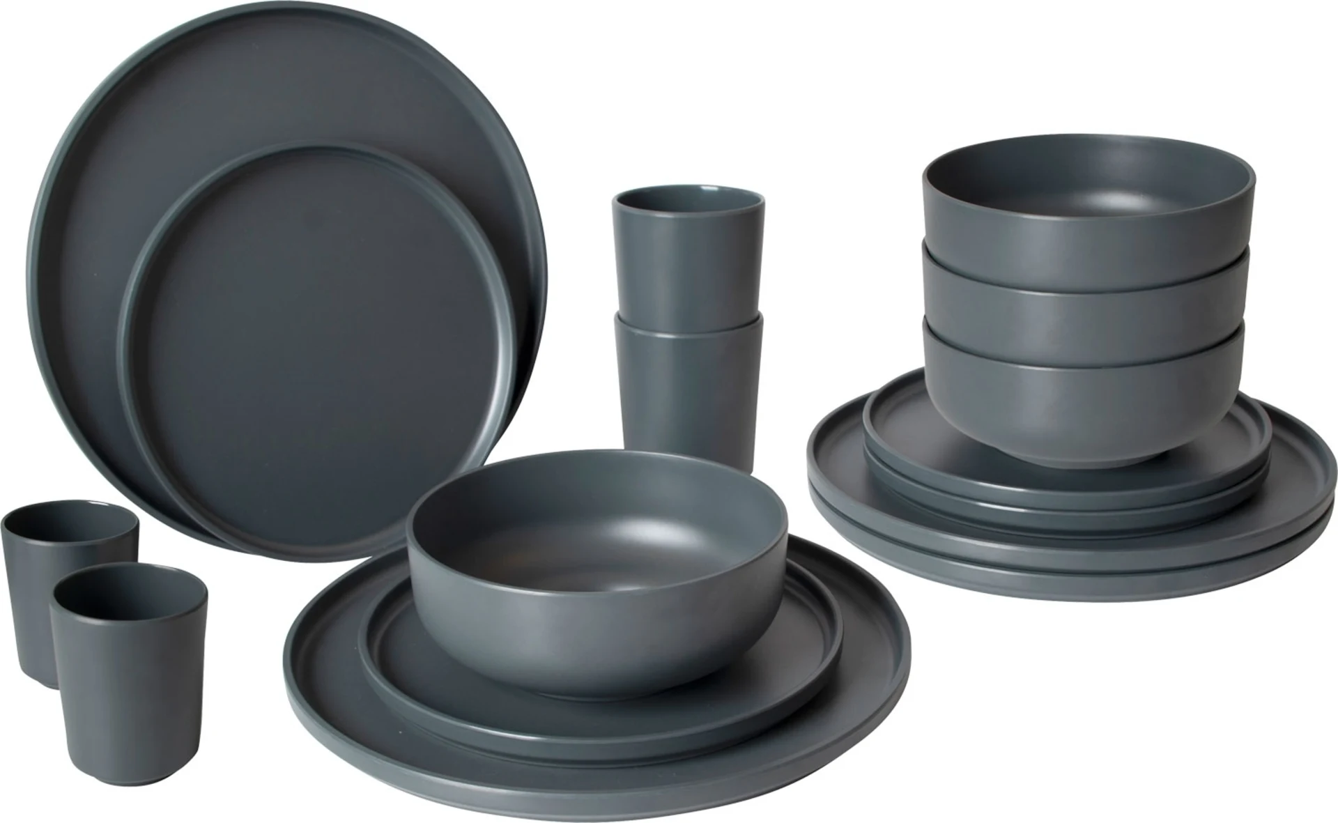 Bo-Camp Patom set de vaisselle en mélamine 16 pcs. noir
