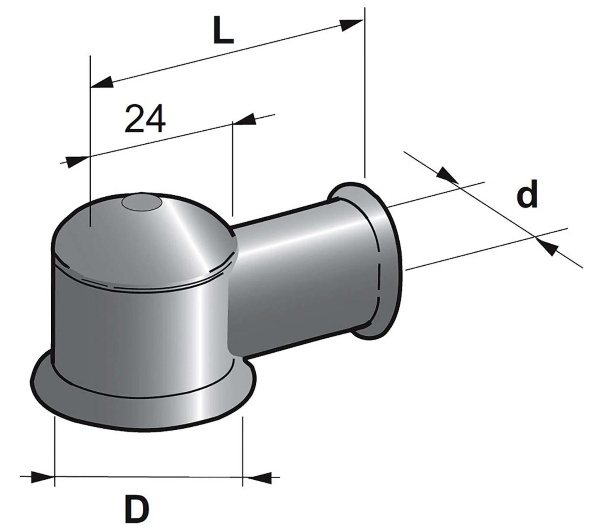 Merit Gummischutzmuffe Kontaktseitig D = 20 mm / d = 4 mm / L = 40 mm