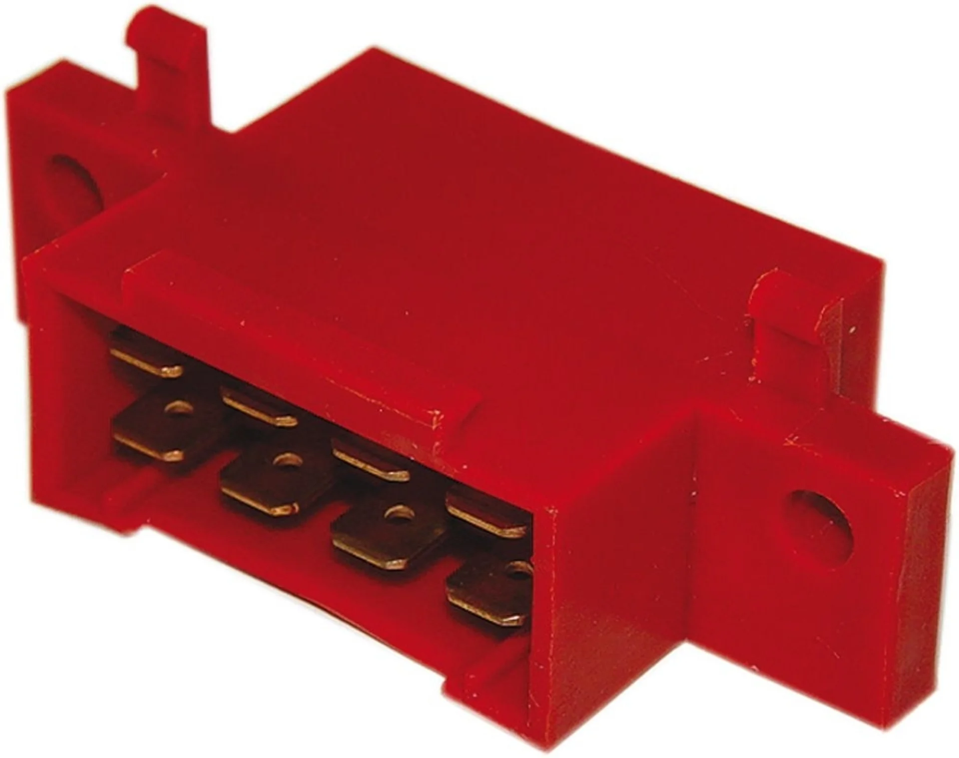 Flachsteck-Element 8-pol. rot Verbinder, 2 x 6.3 mm Flachsteckzungen Flachsteck-Element 8-pol. rot Verbinder, 2 x 6.3 mm Flachsteckzungen