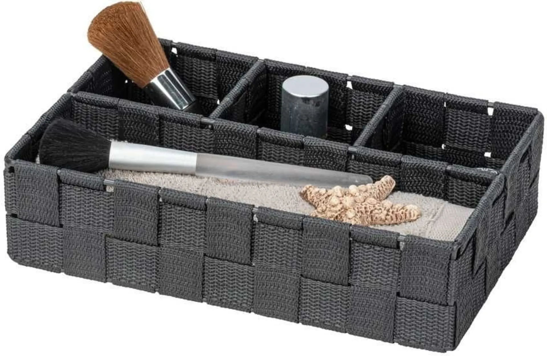 Panier de rangement Wenko Adria, petit modèle, 4 compartiments, gris foncé Panier de rangement Wenko Adria, petit modèle, 4 compartiments, gris foncé
