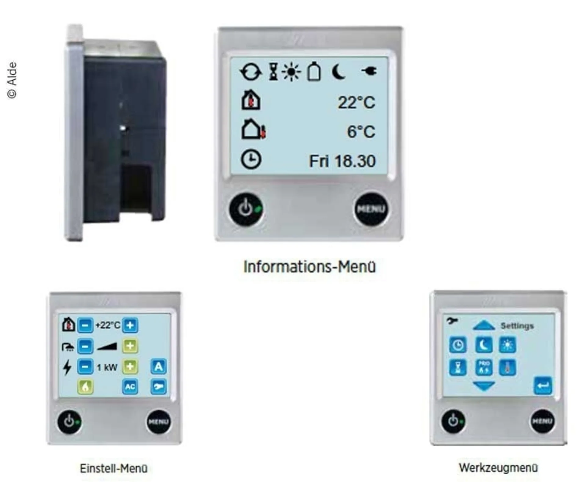 Alde 3020 Touch-Bedieneinheit in Silber mit Farb-Touchscreen