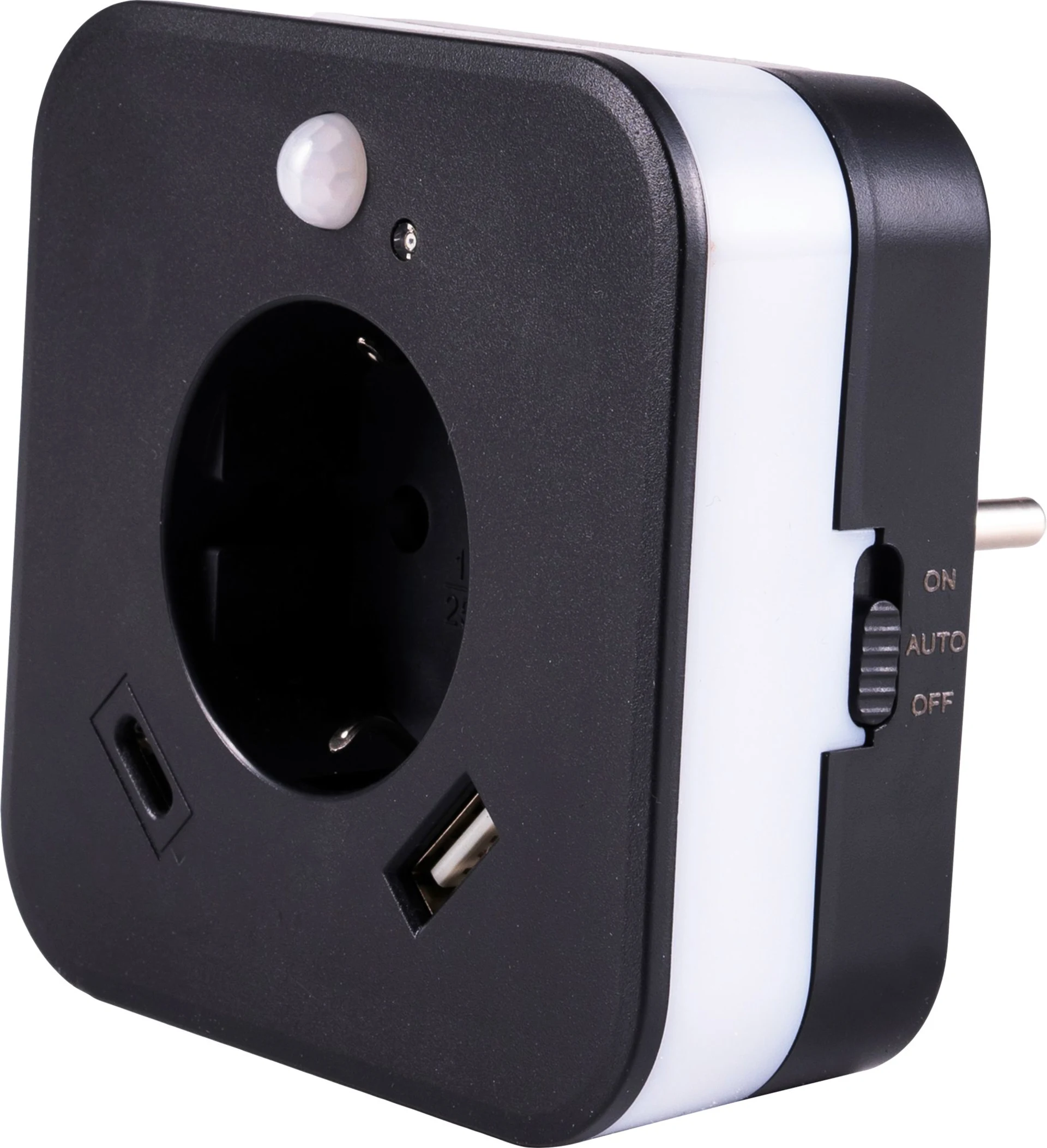 InnTec LED Nachtlicht SLED02C mit Bewegungssensor / Steckdose / USB-A / USB-C anthrazit