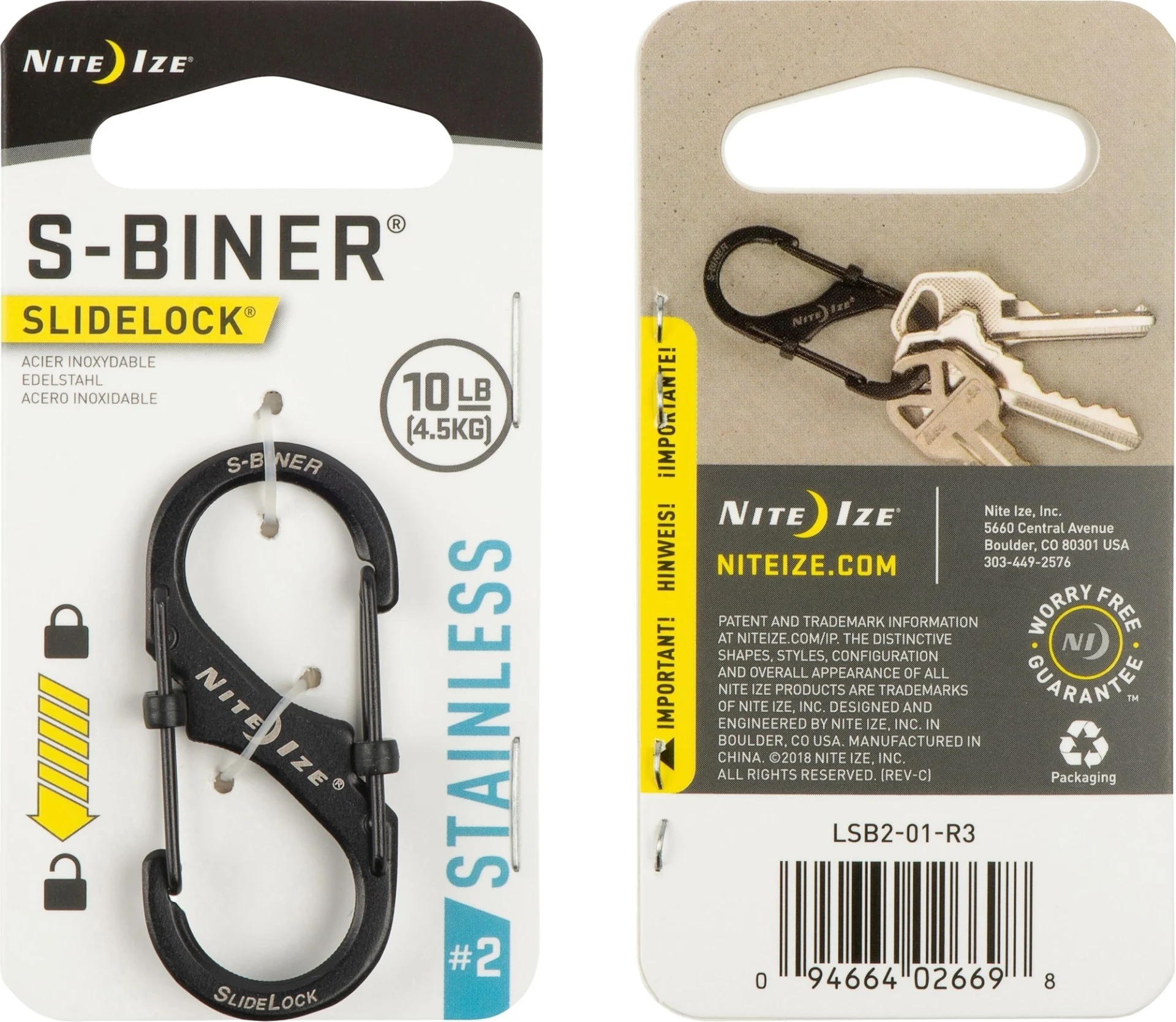 Nite Ize S-Biner SlideLock - Taille 2, noir