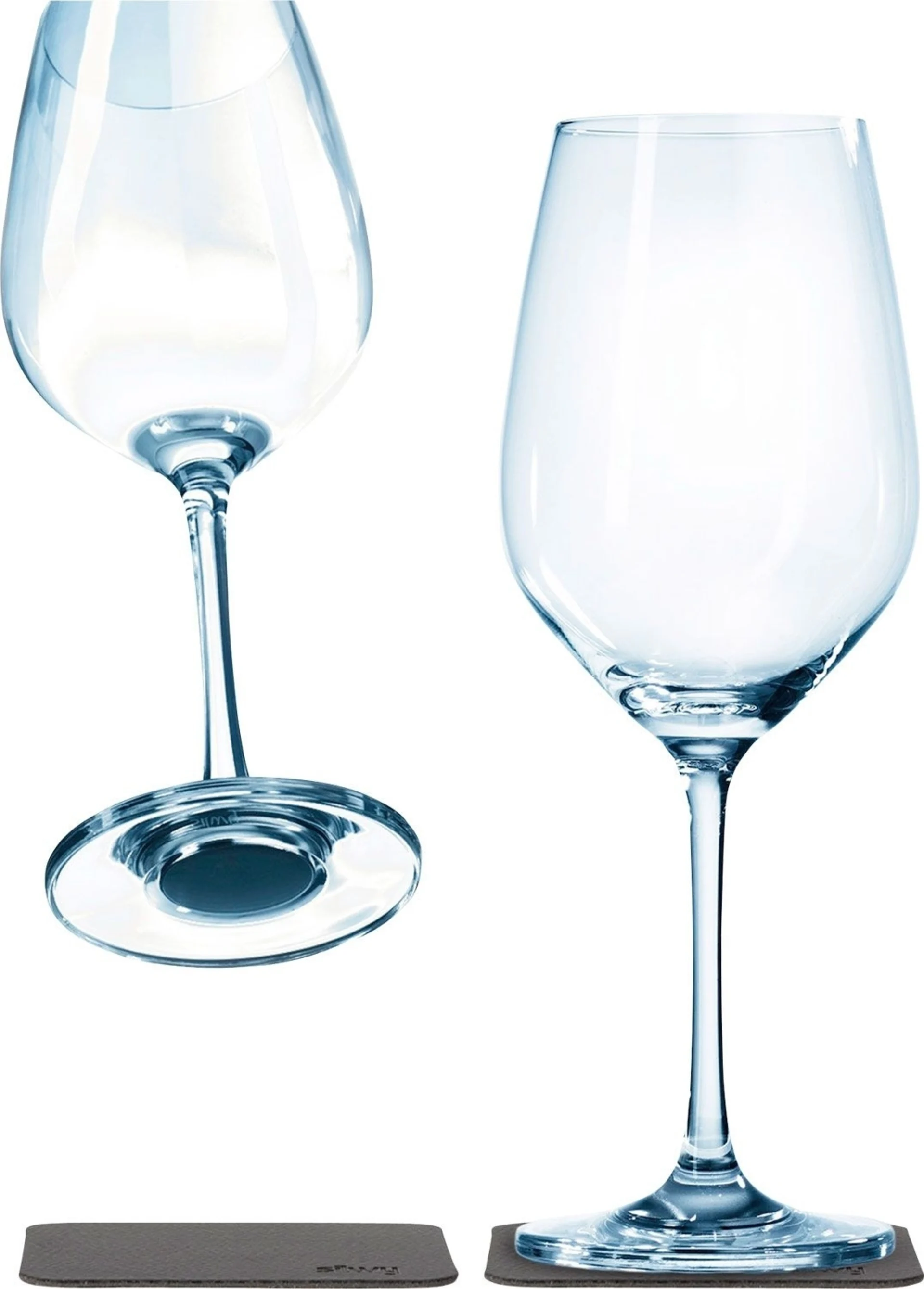 Silwy Wein-Magnet-Kristallgläser mit Untersetzer 2er-Set 250 ml