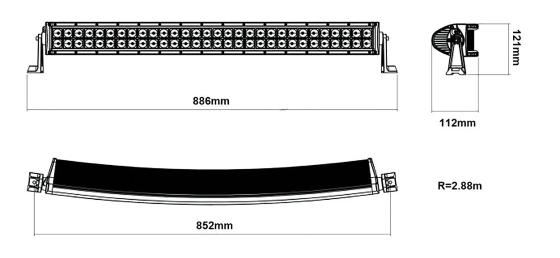 LED-Lichtbalken 30“ 12/24V gebogen 15’045 lm