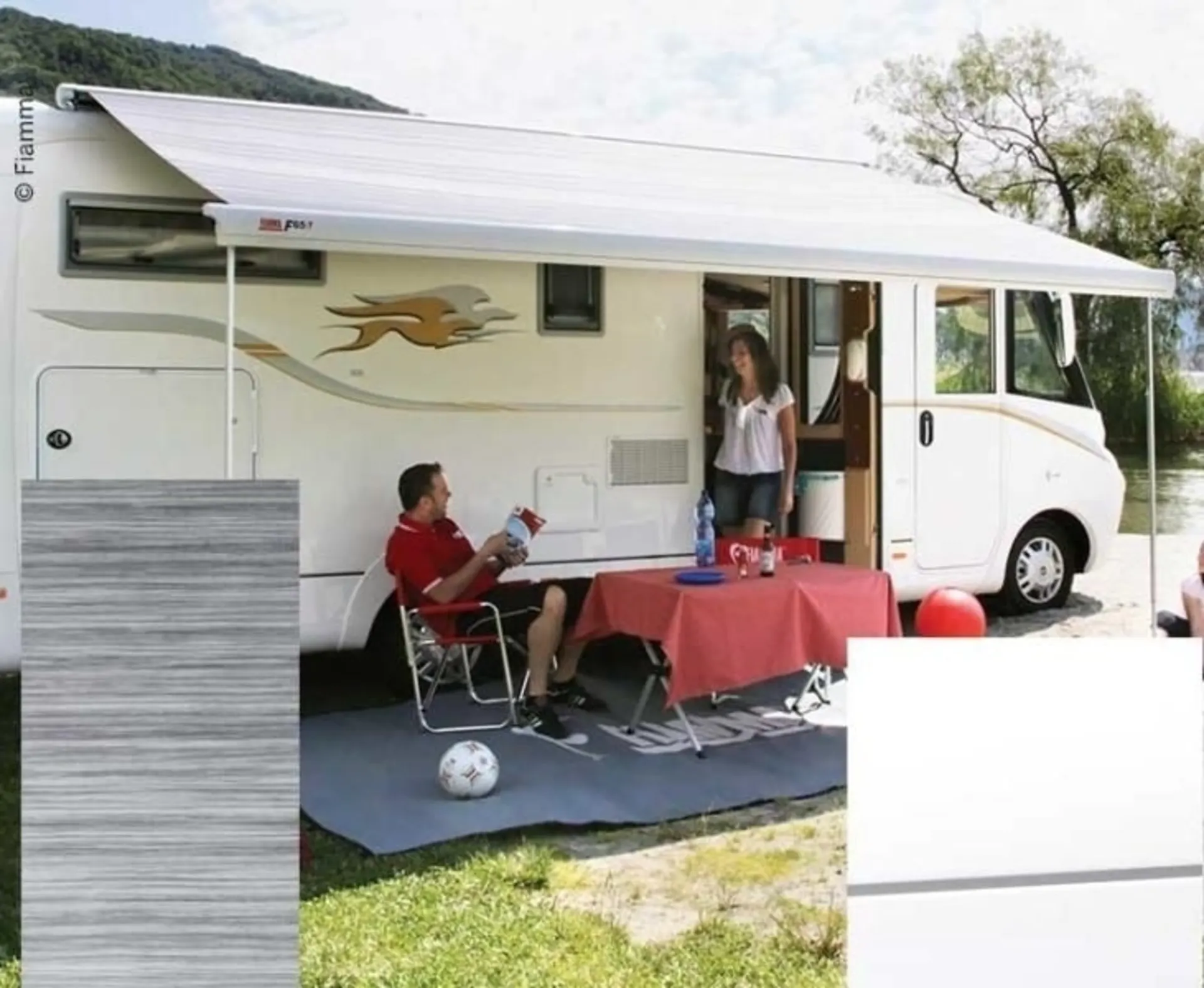 Dachmark.F65L 4,5m Royal Grey,Gehäuse weiss Auszug