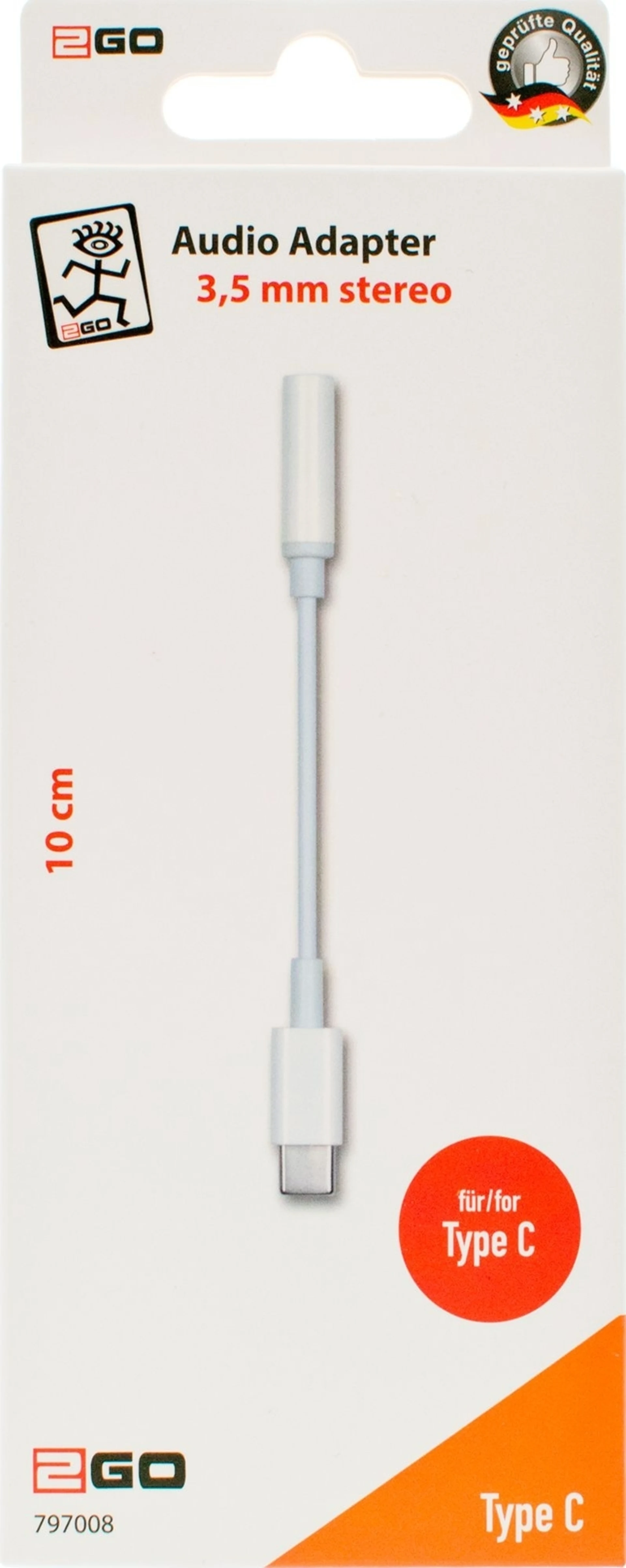2Go Audio Adapter USB Typ C auf Kinken Buchse 3,5 mm