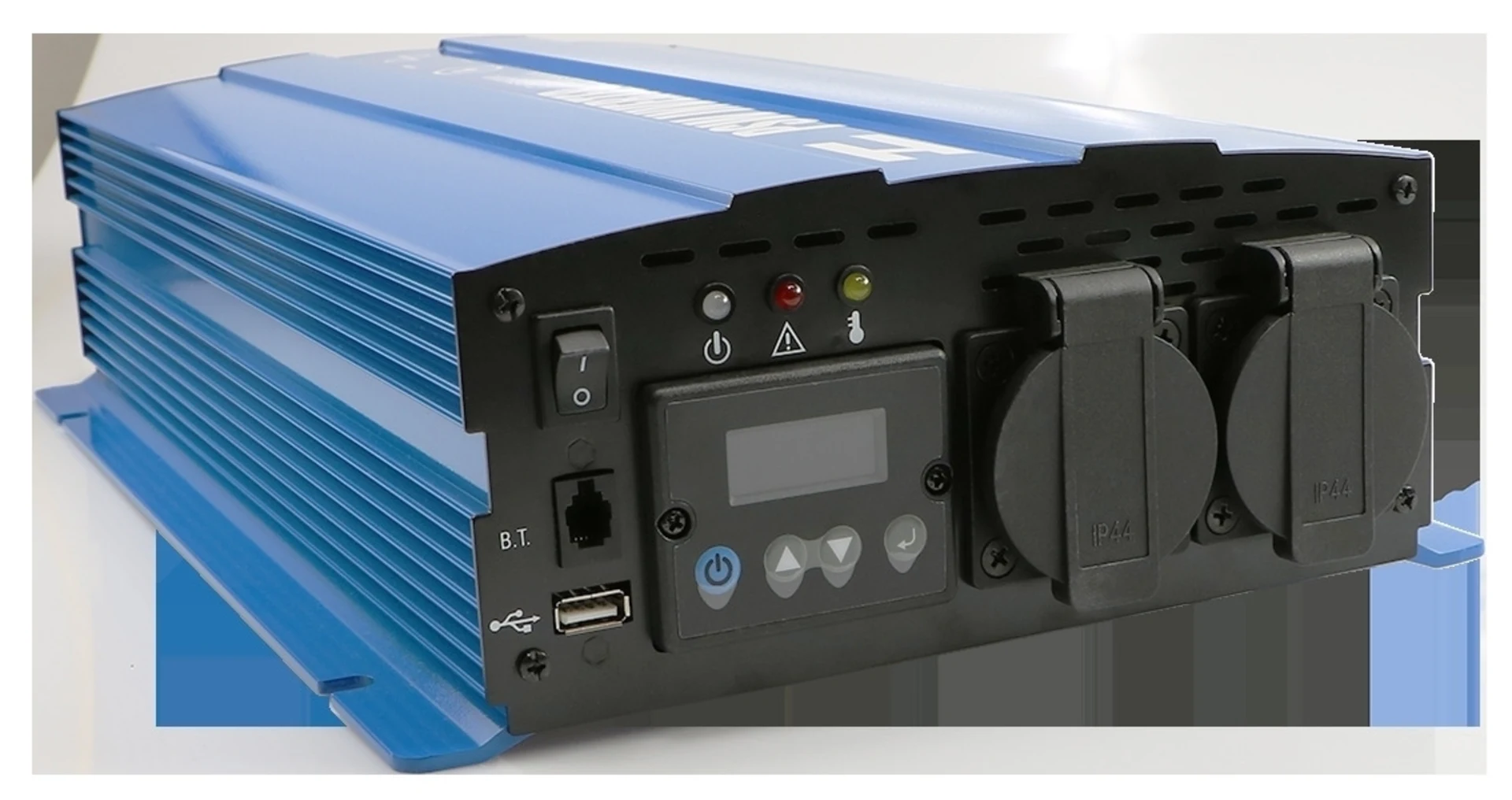 Sinus-Wechselrichter mit LCD Display 12 -> 230 V 2’000 W mit integriertem 30 A Ladegerät und NVS